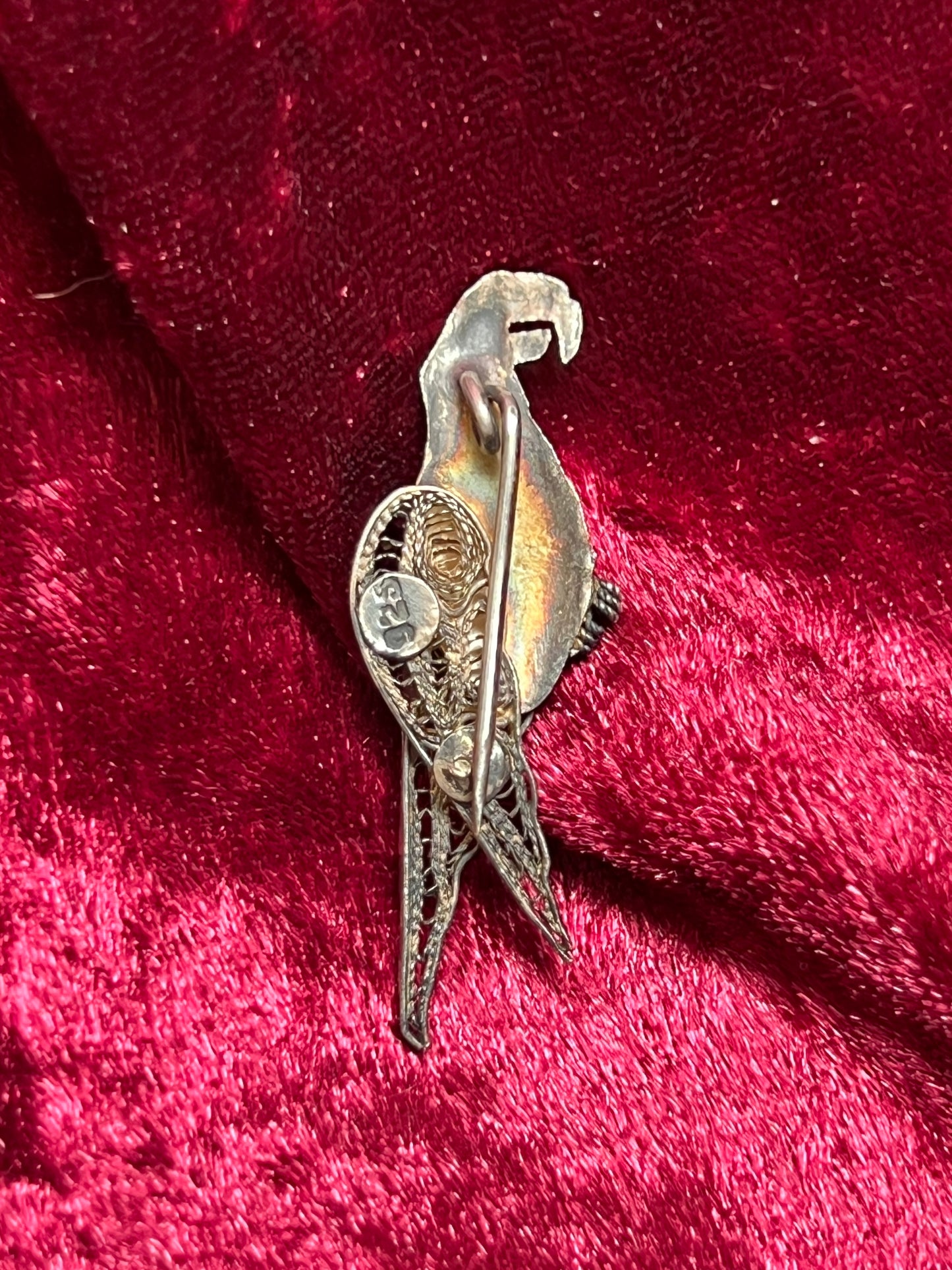 Vintage Jewelry - Brooch - 925 Silver - Ornate Parrot