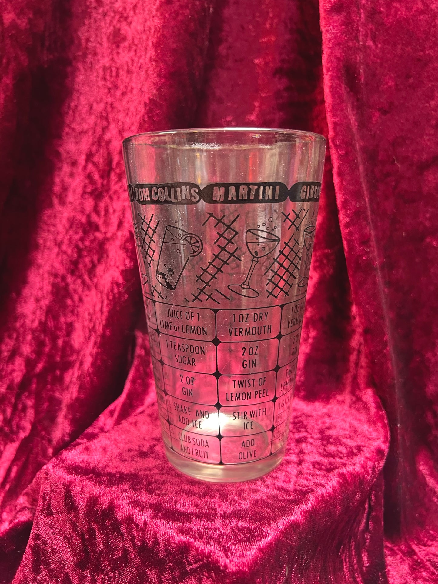 Vintage Barware - Cocktail Recipe Glass - Federal Glass