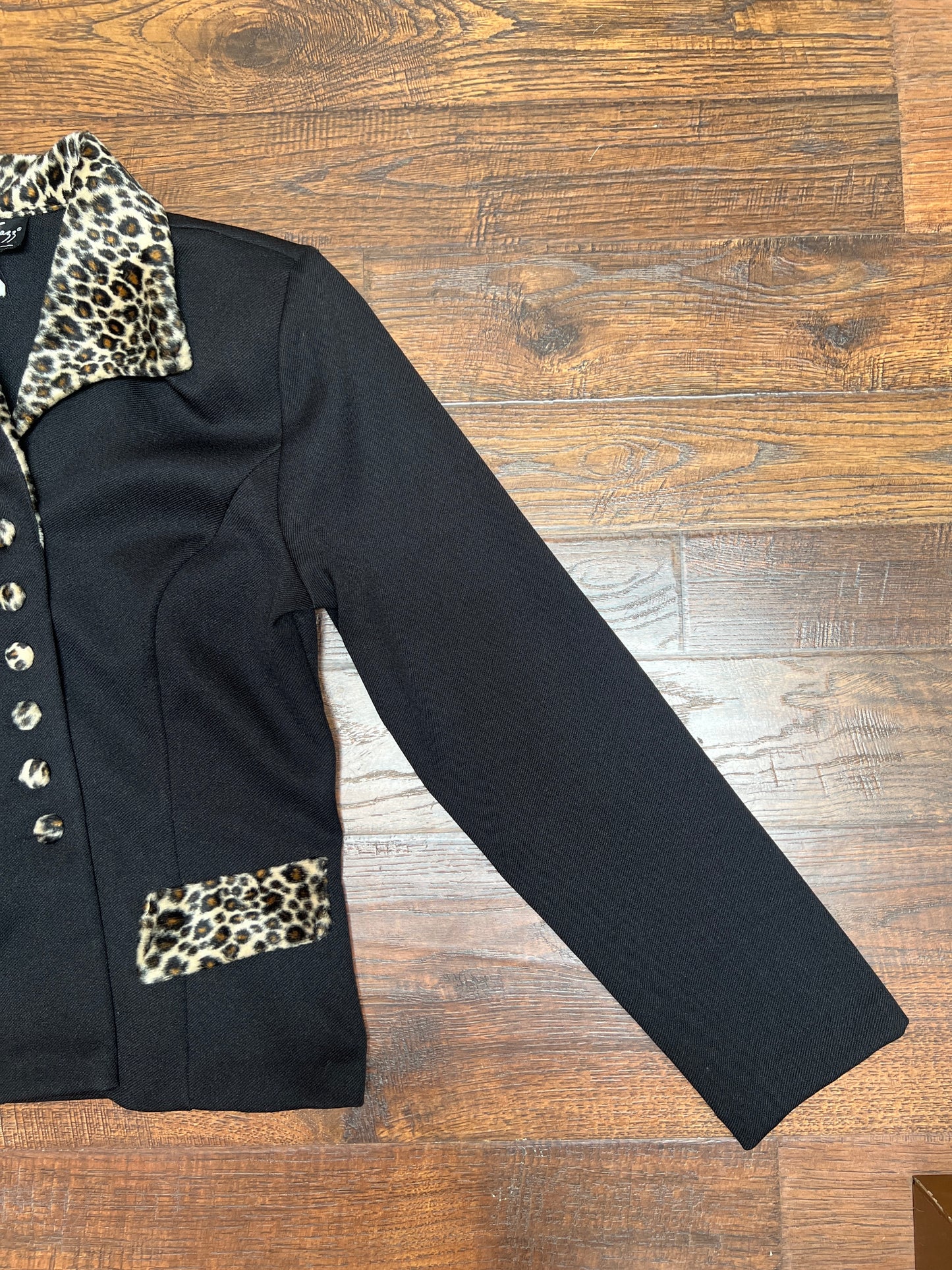 Vintage Clothing - Button Front Blazer - Faux Cheetah Fur Trim - Small - All That Jazz