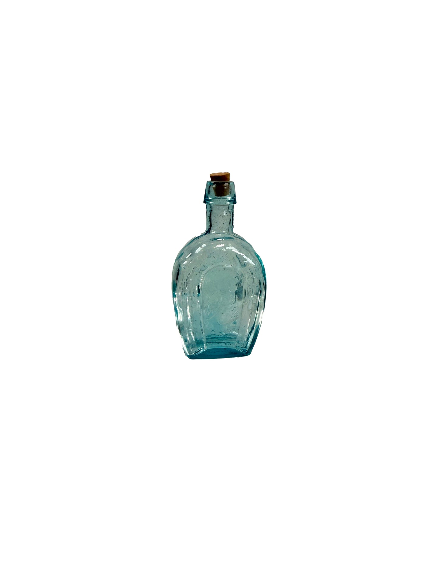 Vintage Miniature Glass Bottle - Horseshoe - Blue Wheaton Bitters Glass