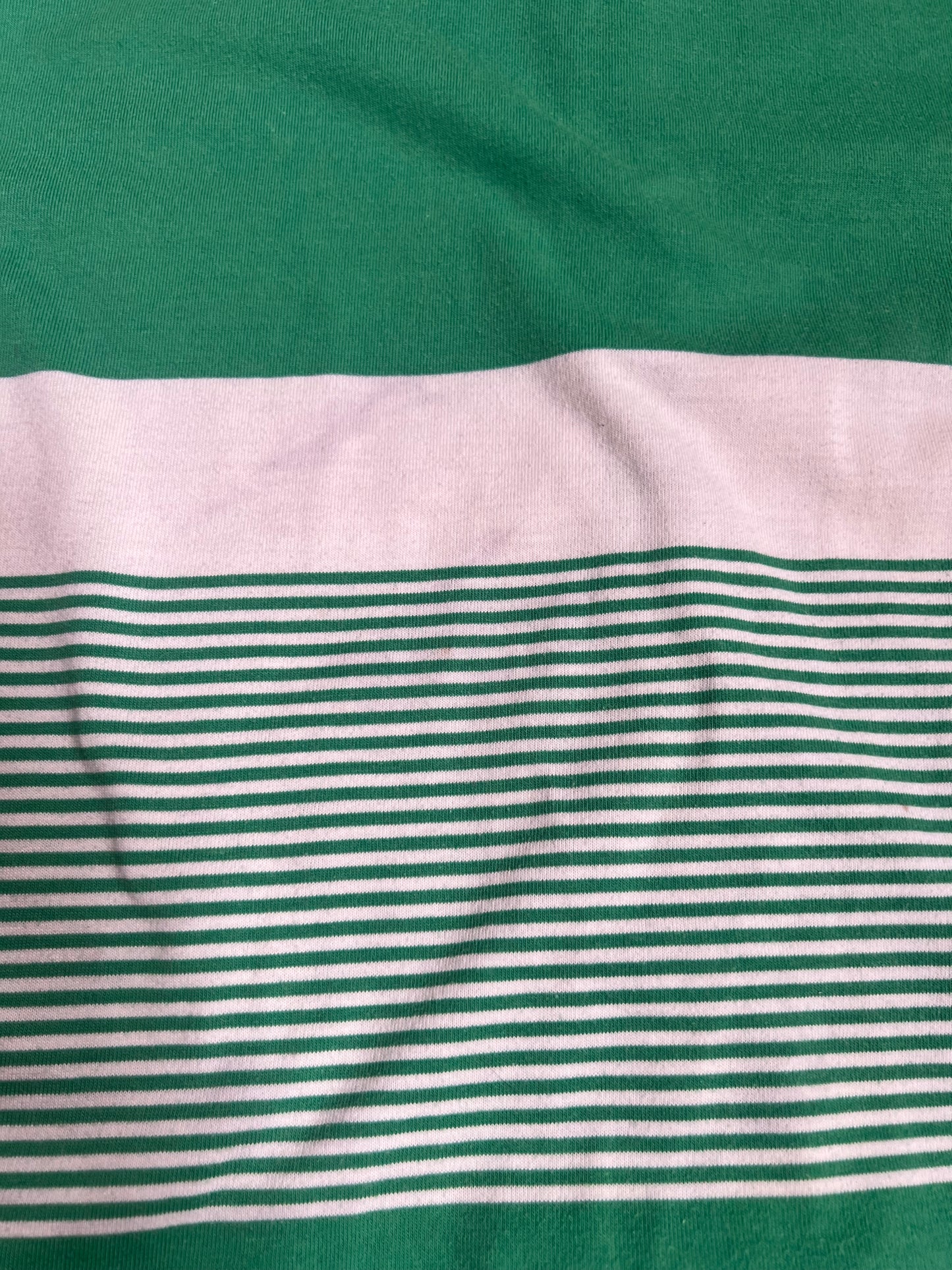Vintage Clothing - Button Up Polo - Green and White Stripes - Carriage Court - Medium