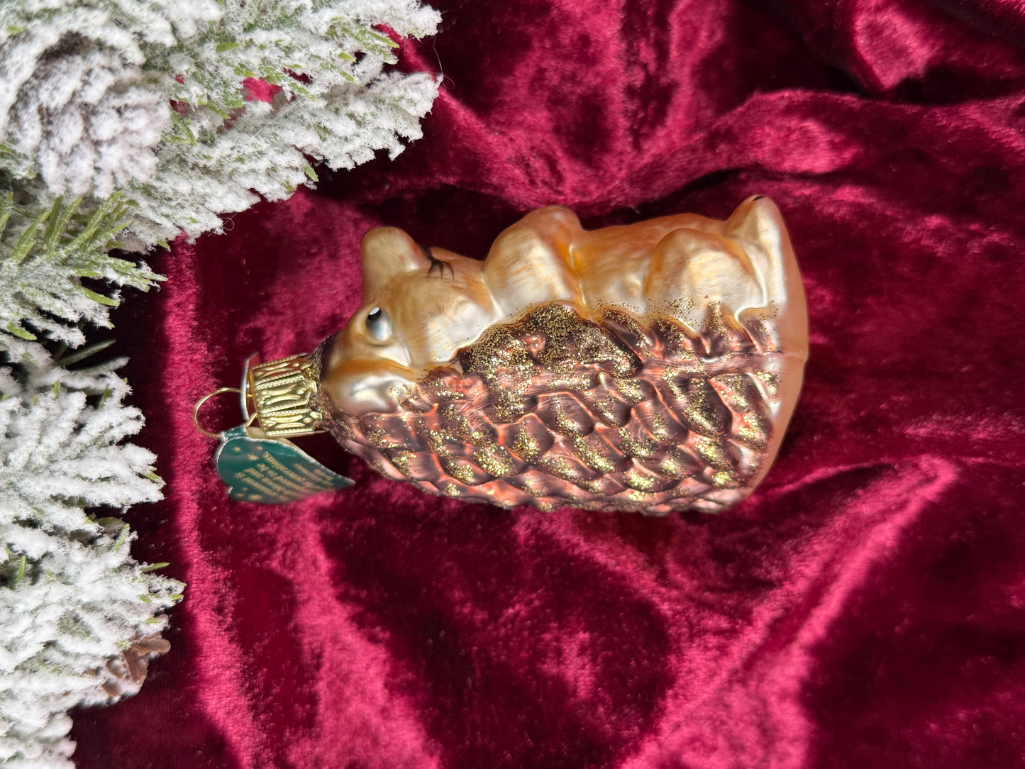 Vintage Christmas - Handblown Glass Ornament - Glitter Hedgehog - Discovery Channel - Christborn