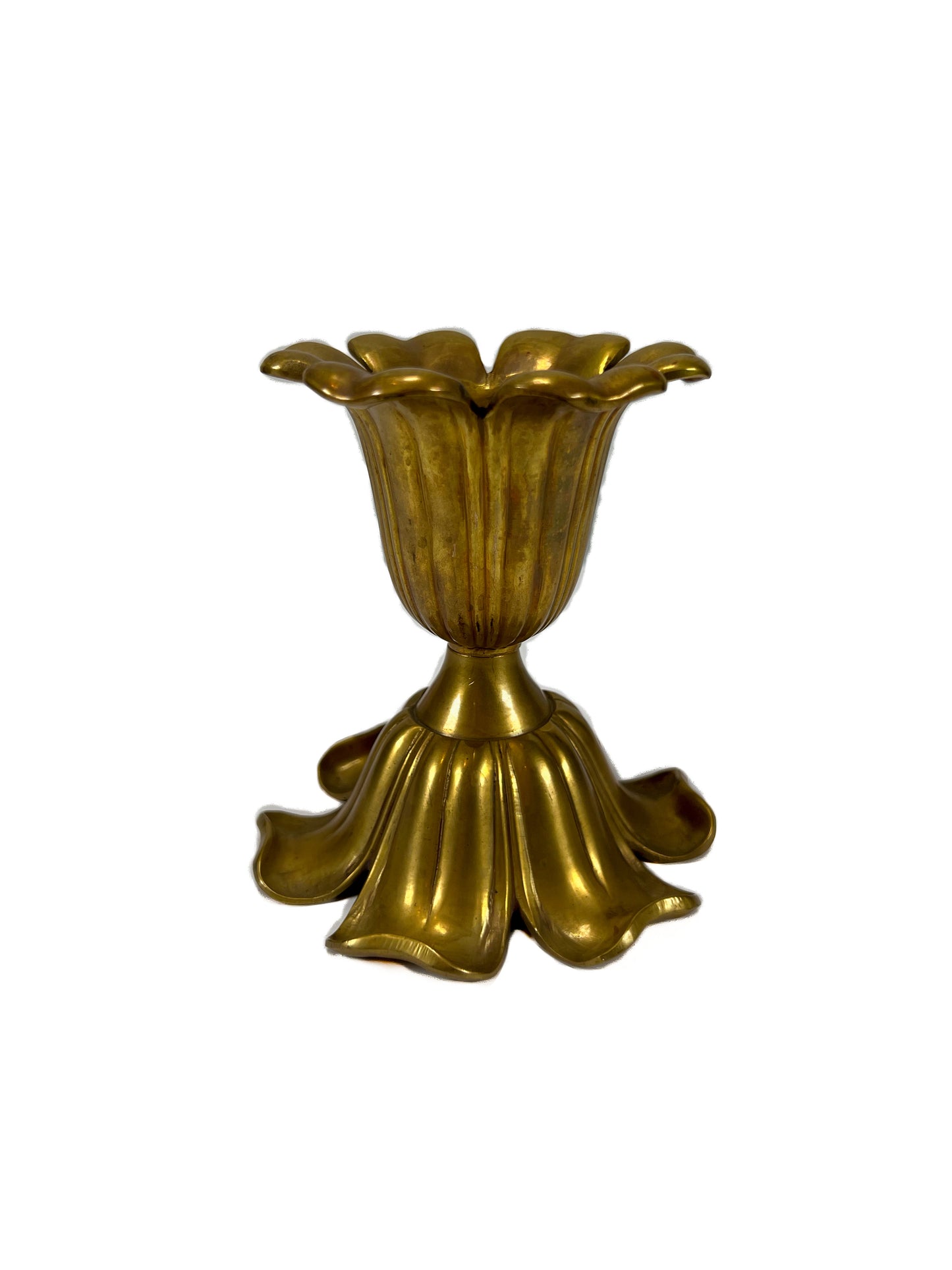 Vintage Brass Candlestick Holder - Bell Shaped Flower - 4 3/4"