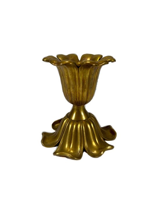 Vintage Brass Candlestick Holder - Bell Shaped Flower - 4 3/4"