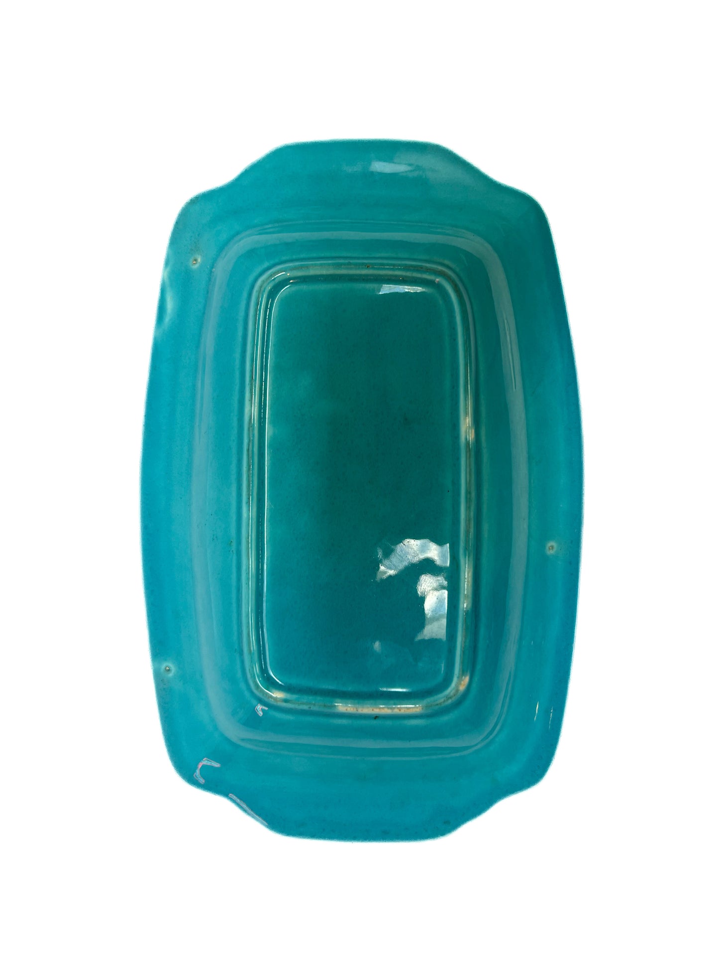 Vintage Kitchen - Covered Butter Dish - Half Pound - Turquoise - Homer Laughlin