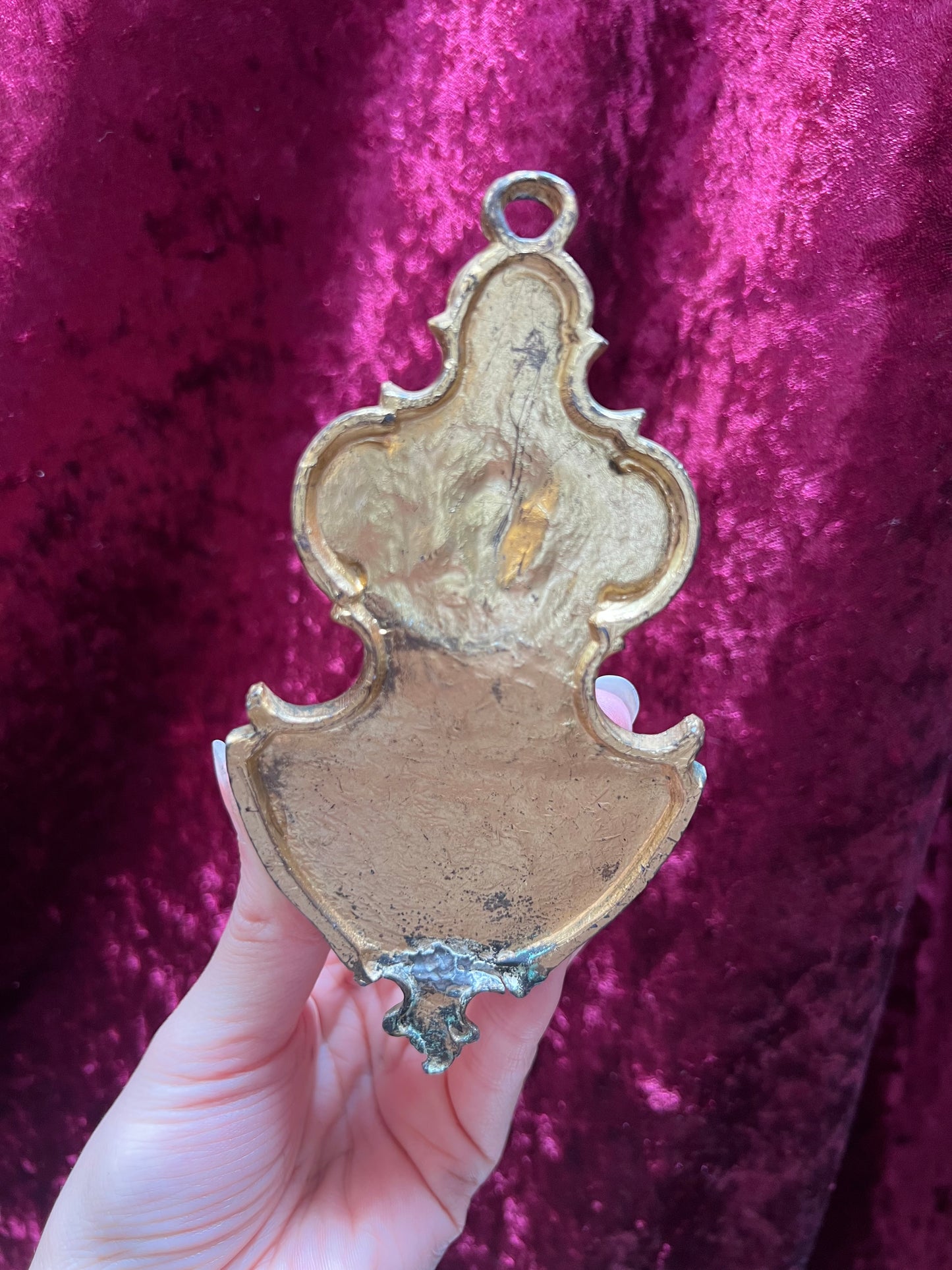 Vintage Religo - Holy Water Font - Jesus Christ in Thorned Crown - Brass
