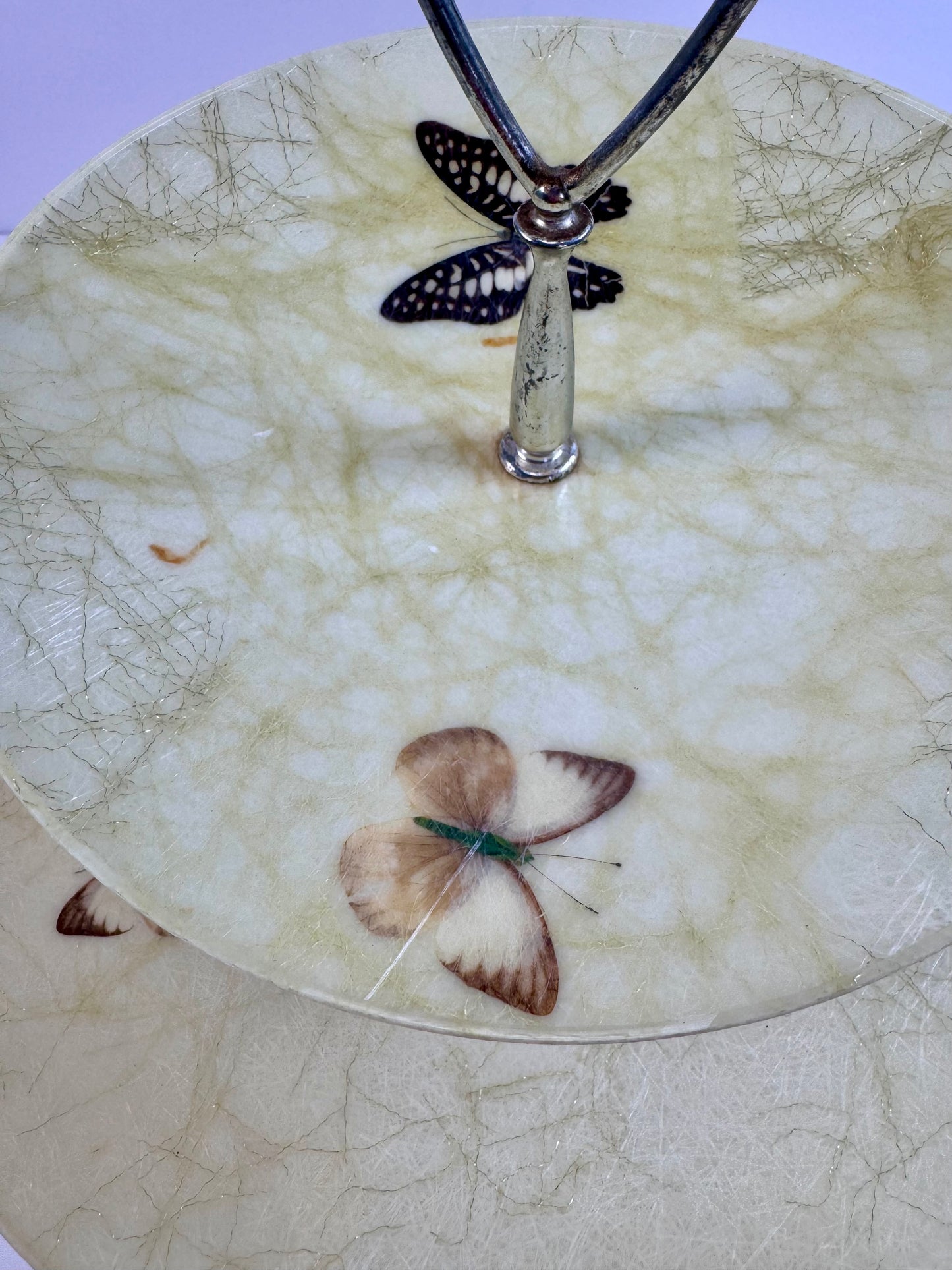 Vintage Kitchen - Butterfly Spaghetti Fiberglass 2-Tier Serving Tray - 1960s