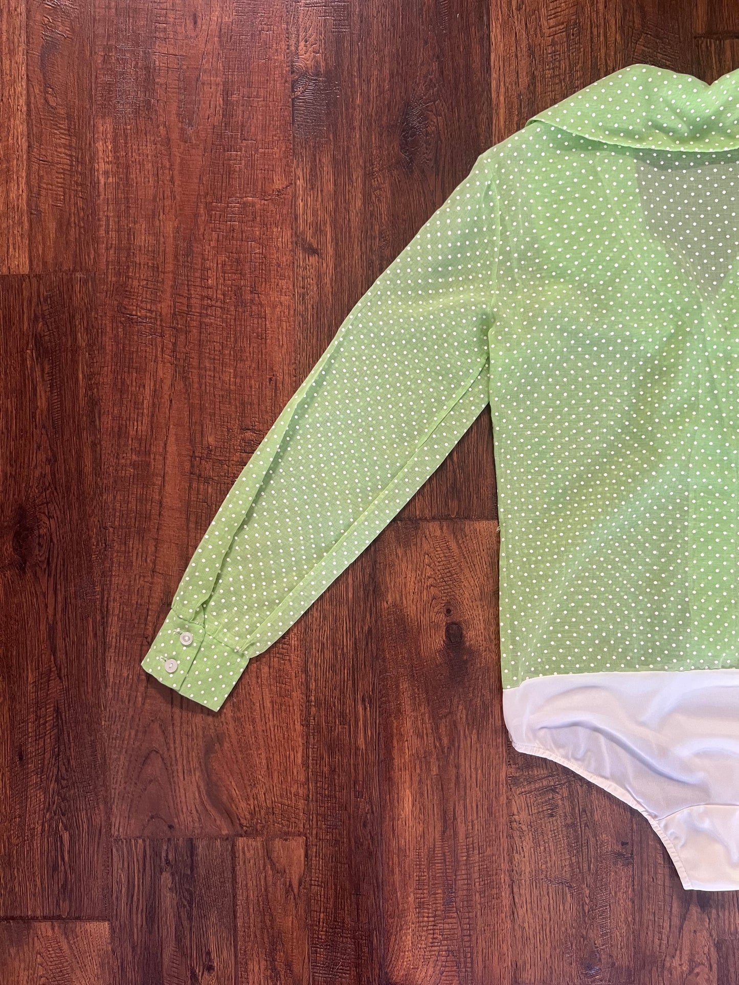 Vintage Clothing - 70’s Disco Bodysuit - Bright Green Polka Dot - Medium - Saucy California