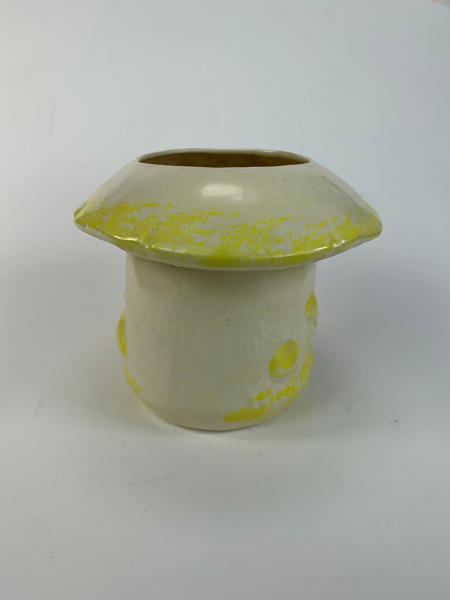 Vintage Planter - Arnel's Style Yellow and White 3D Mushrooms