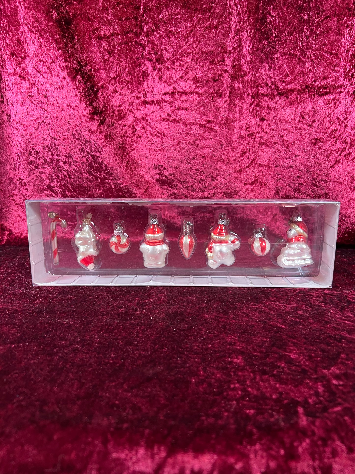 Vintage Christmas - Mini Glass Ornament Set - Snowmen and Candy Canes - Department 56