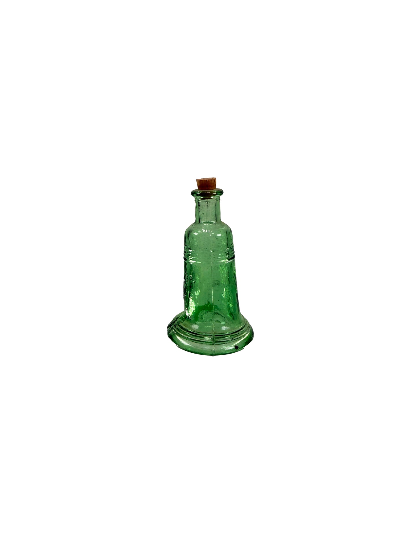 Vintage Miniature Glass Bottle - Liberty Bell - Green Wheaton Bitters Glass