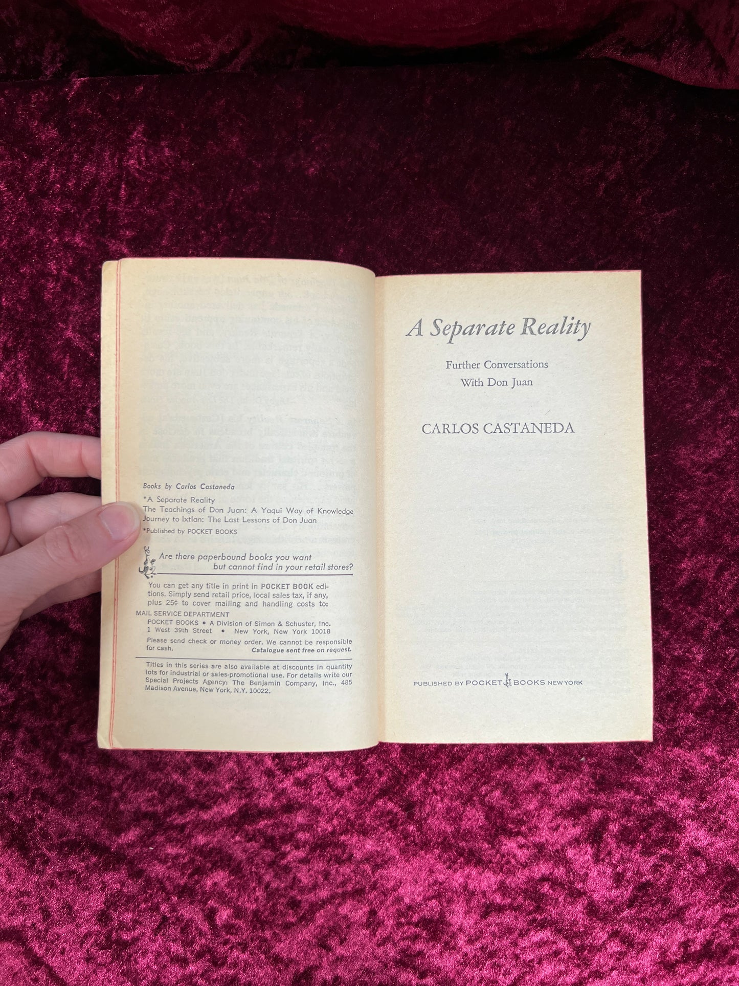 Vintage Paperback Book - A Separate Reality - Carlos Castaneda - Pocket Books 1973