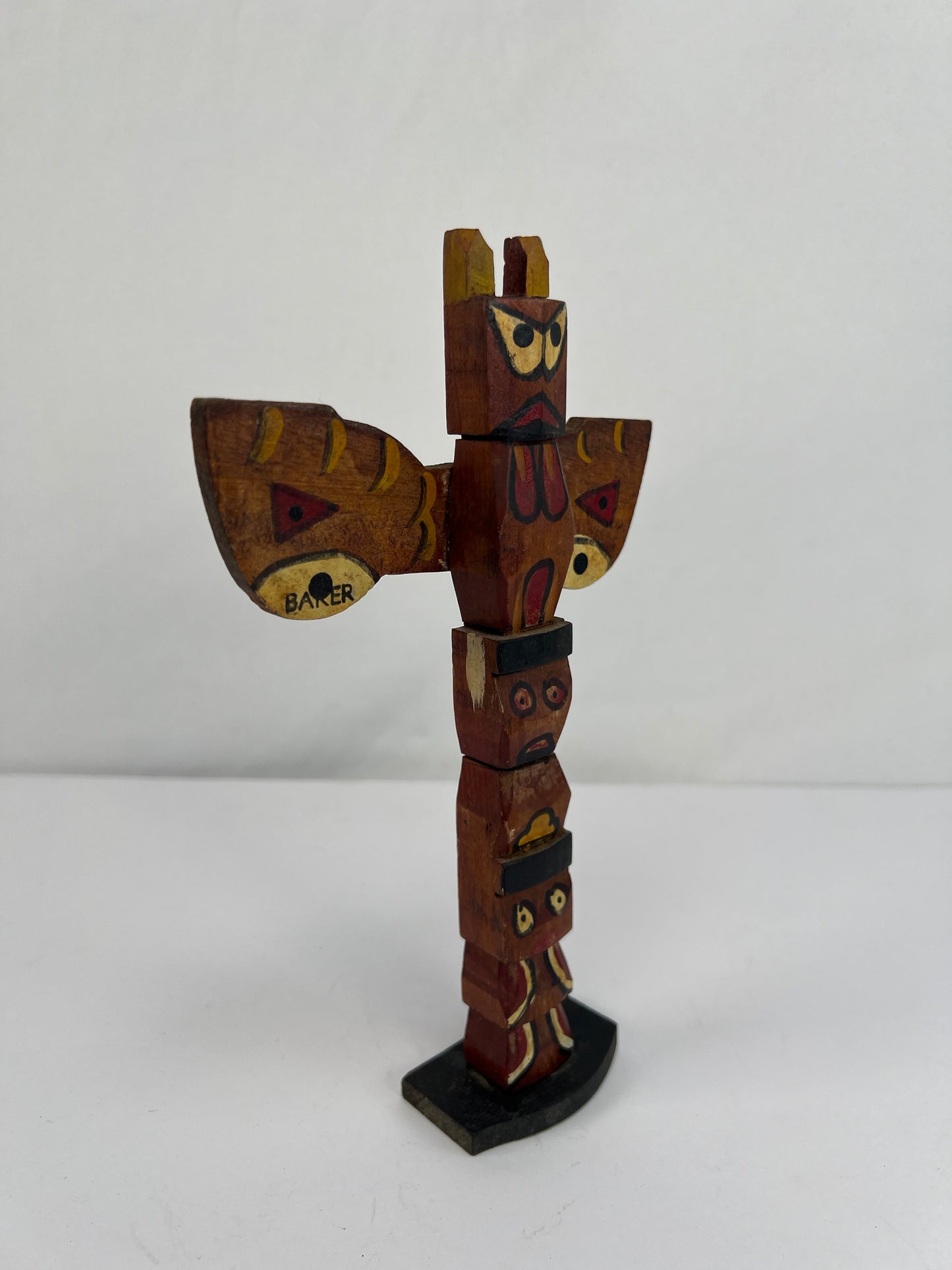Vintage Souvenir - Hand Carved Totem Pole with Moveable Wings - Made in The Republic of China - 8"
