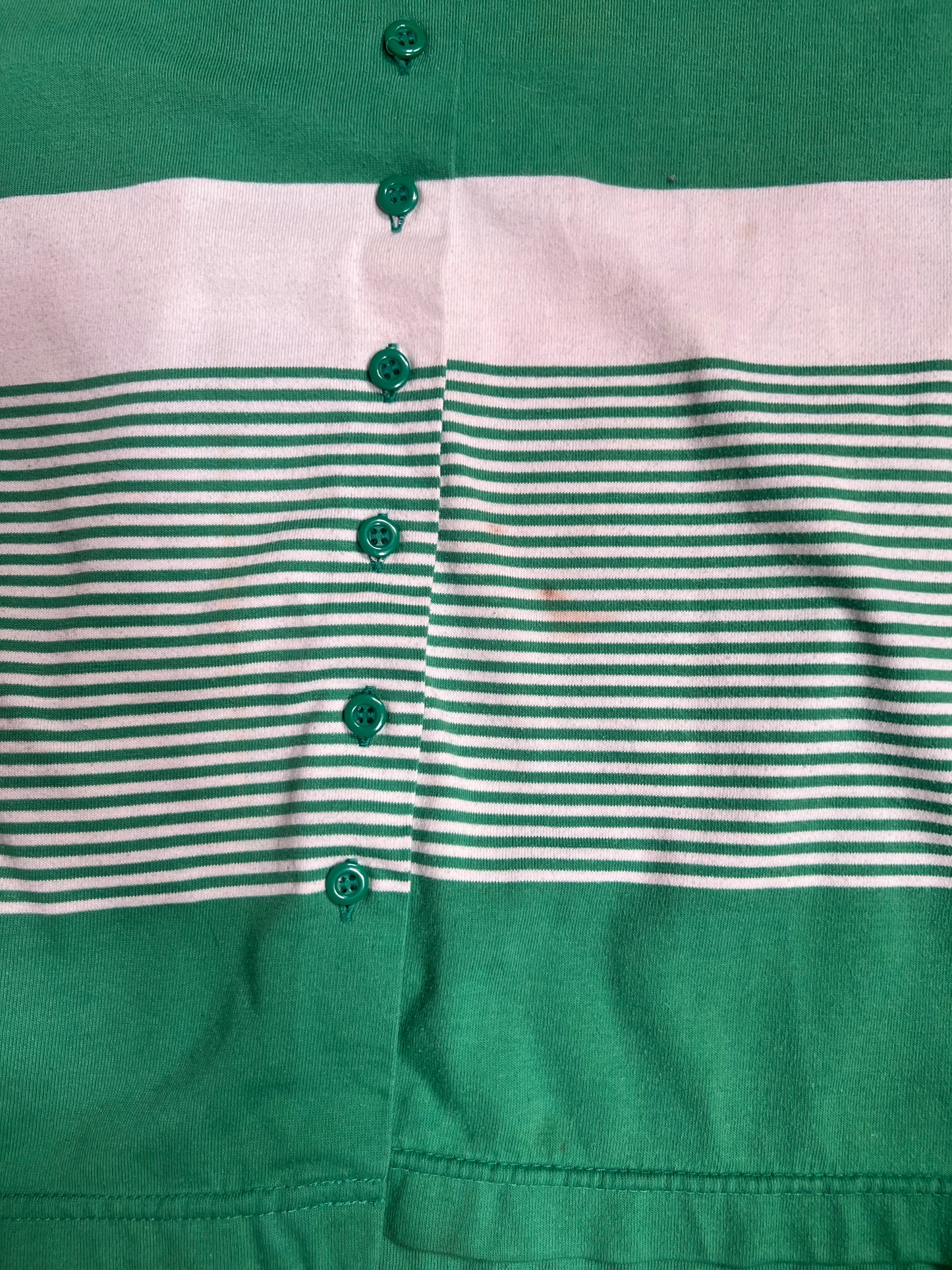 Vintage Clothing - Button Up Polo - Green and White Stripes - Carriage Court - Medium