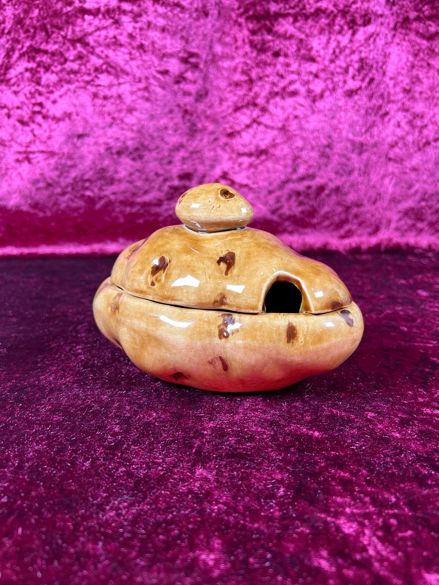 Vintage Kitchen - Ceramic Lidded Sour Cream Boat - Potato - 1984