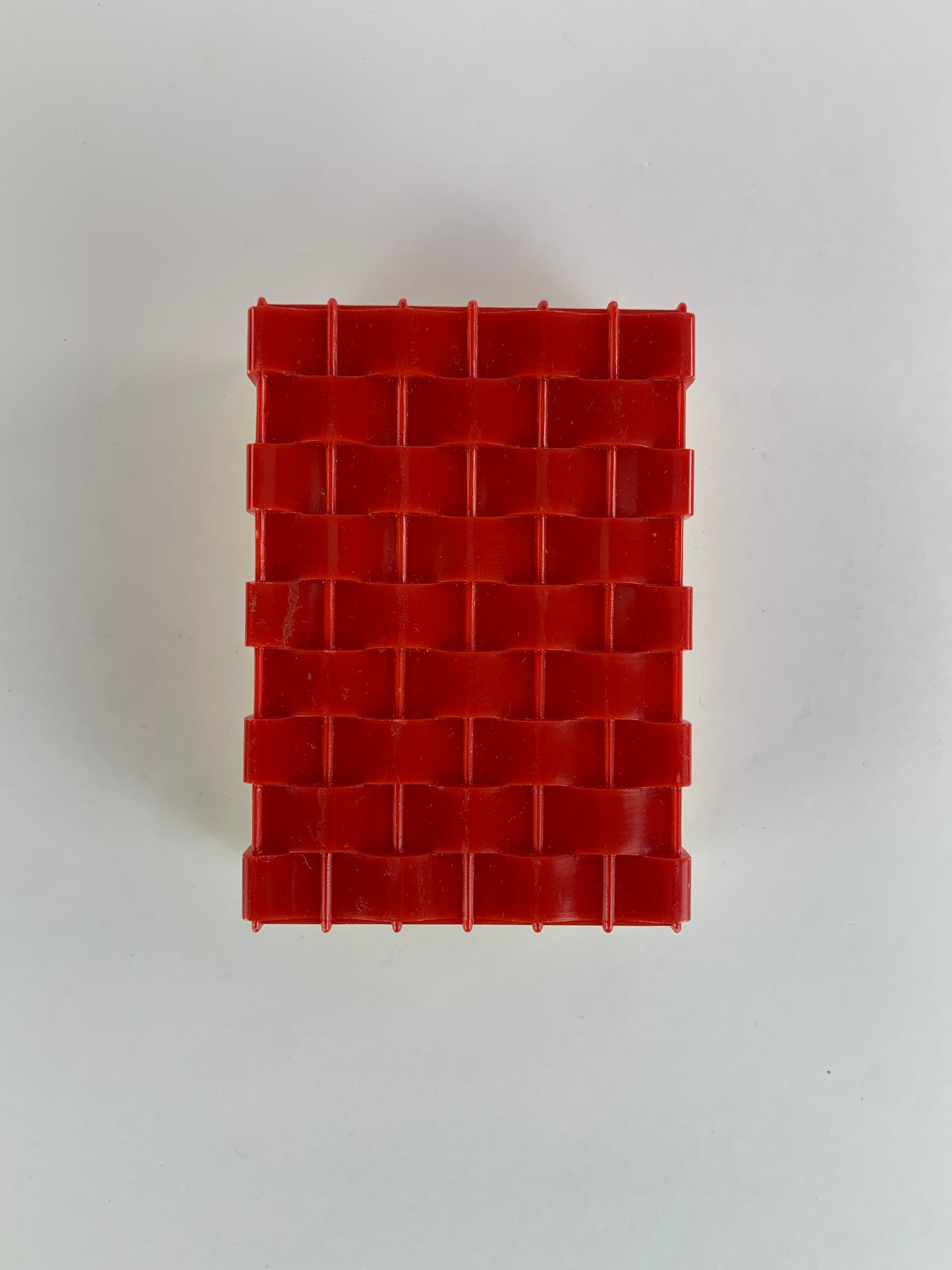 Vintage Bakelite Trinket Box - Red and Cream Basketweave- Hickok - Made In U.S.A.