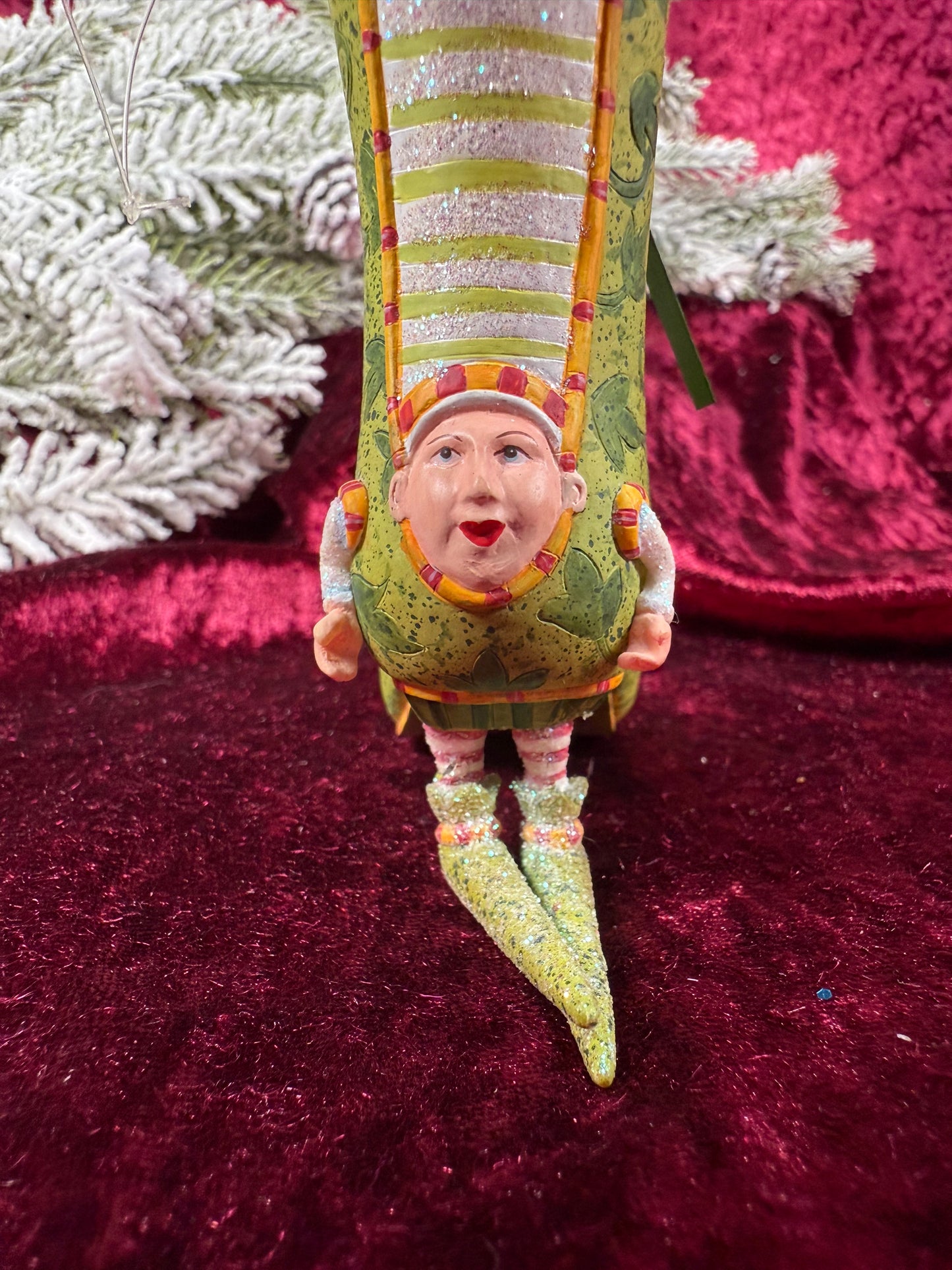 Vintage Christmas Ornament - Elf In A Victorian Boot - Patience Brewster - Department 56