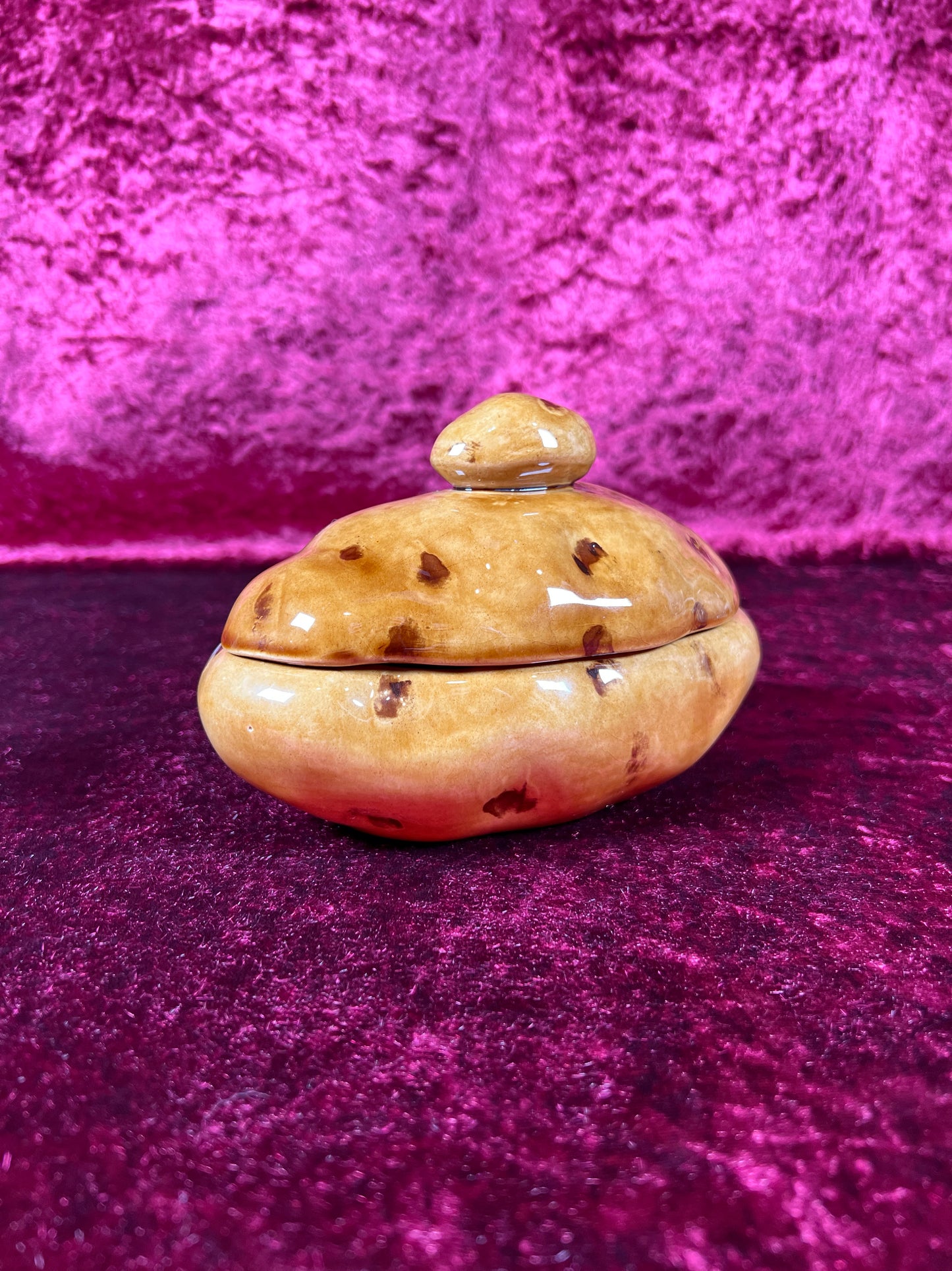 Vintage Kitchen - Ceramic Lidded Sour Cream Boat - Potato - 1984