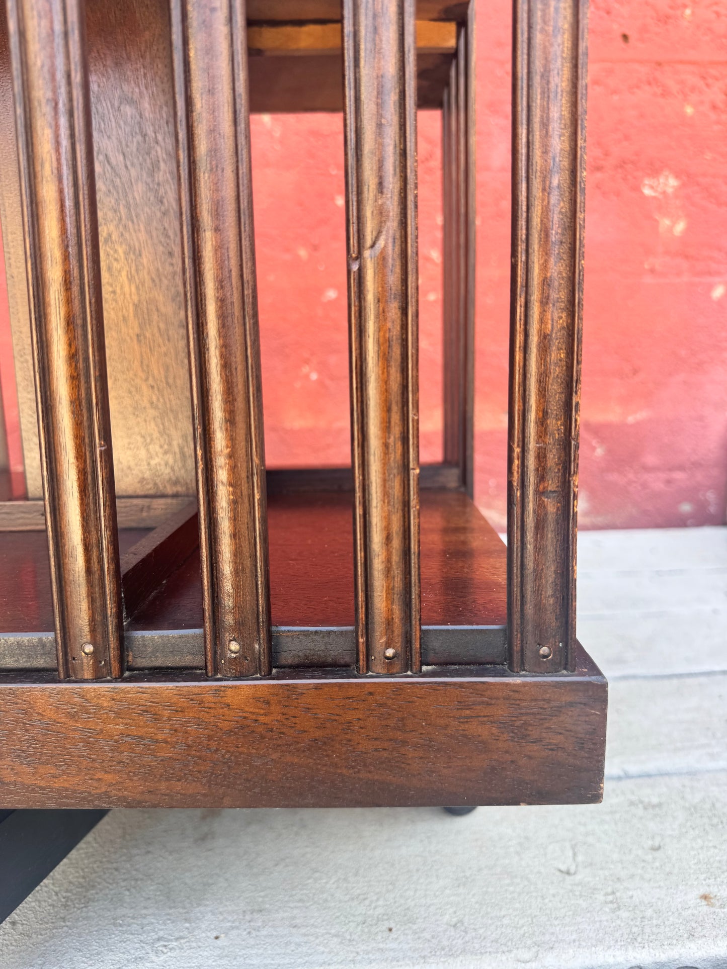 Antique Edwardian Whirling Barrister Bookcase with Inlay