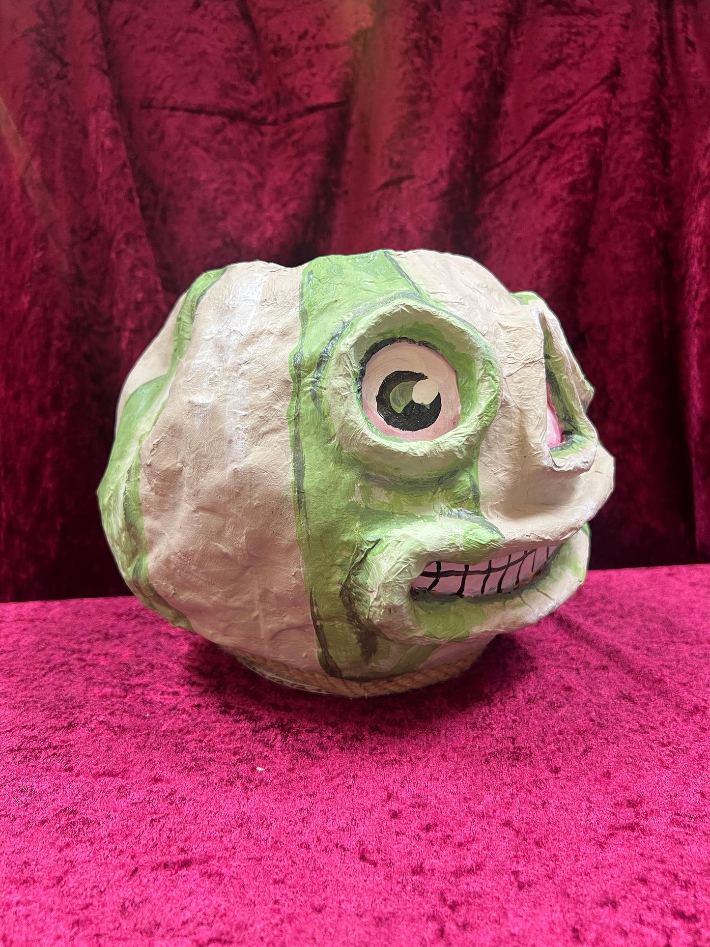 Vintage Inspired Handmade Paper Mache Lantern - Smiling Gourd - Large