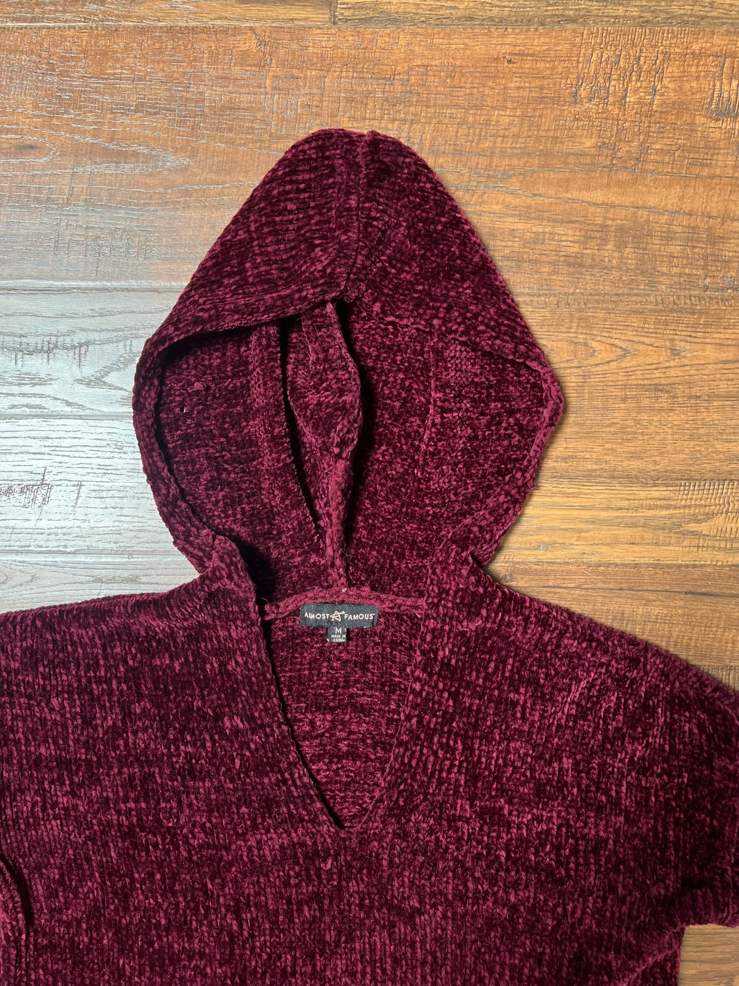 Clothing - Knit Pullover Hooded Sweatshirt - Maroon - Medium - Almost Famous