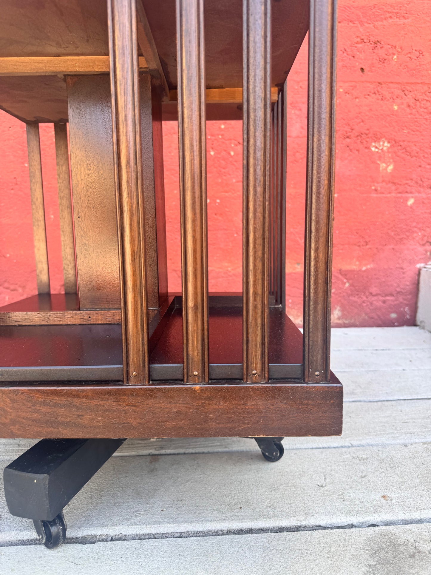 Antique Edwardian Whirling Barrister Bookcase with Inlay
