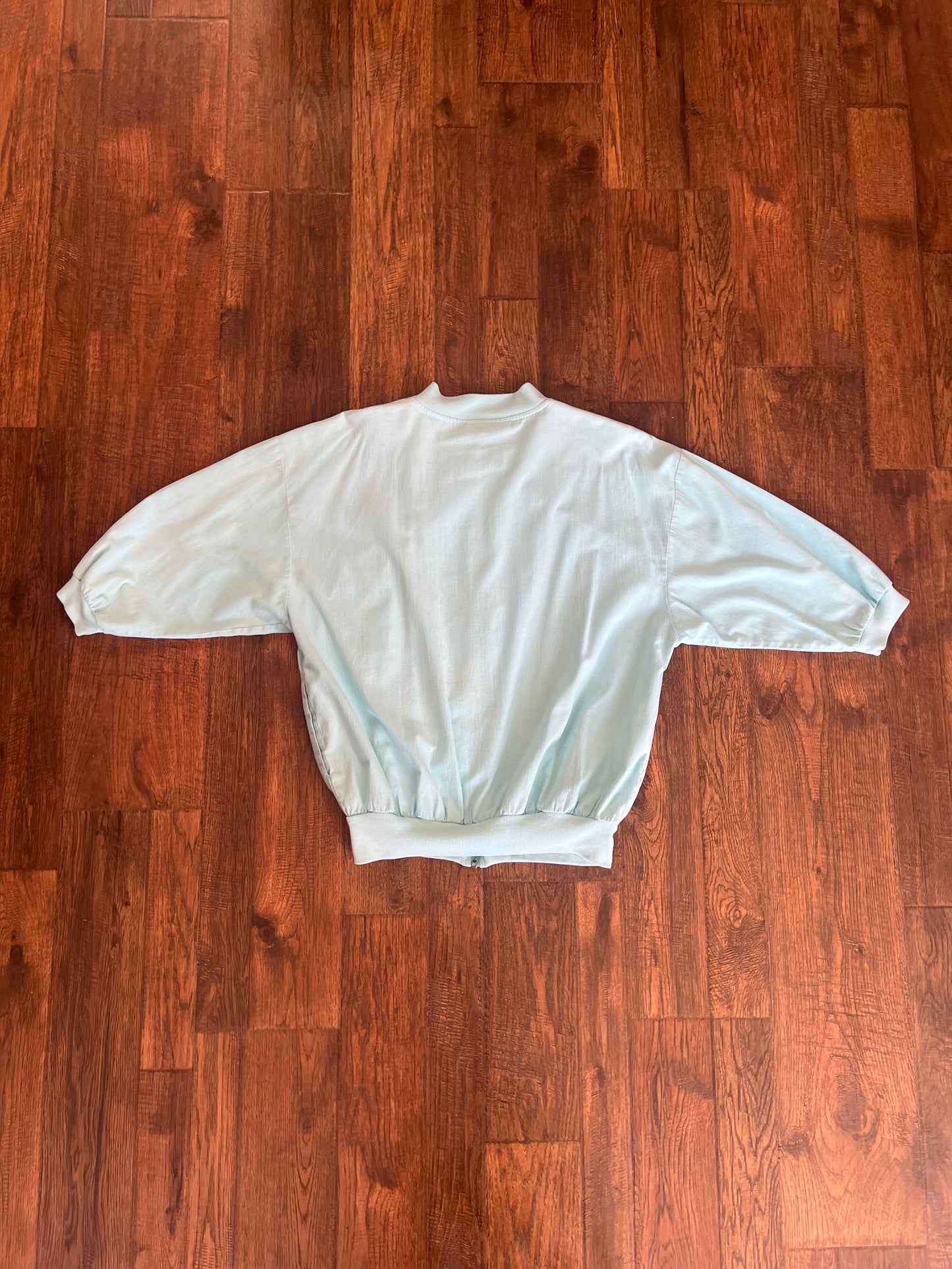 Vintage Clothing - Zip Up Sweatshirt - Wiggy Butterflies & Flowers - Light Blue - Adolfo Sport - Medium