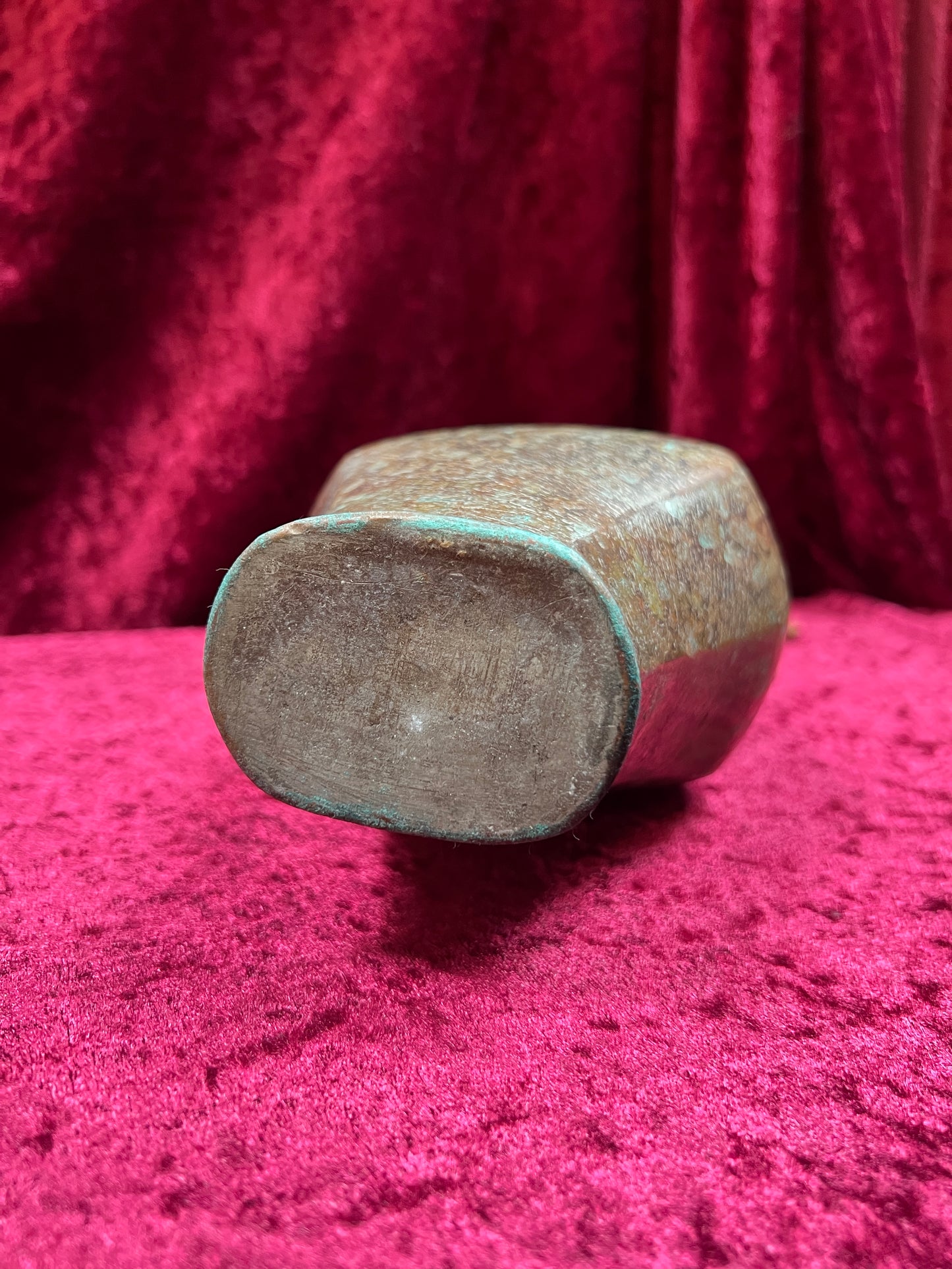 Vintage Oddities - Antique Copper Lidded Vessel with Iron Wood Hook