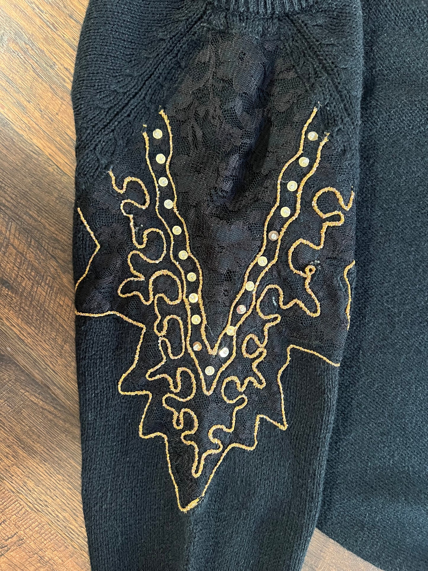 Vintage Clothing - Embellished Knit Sweater - Black - Medium - Crystal Sportswear