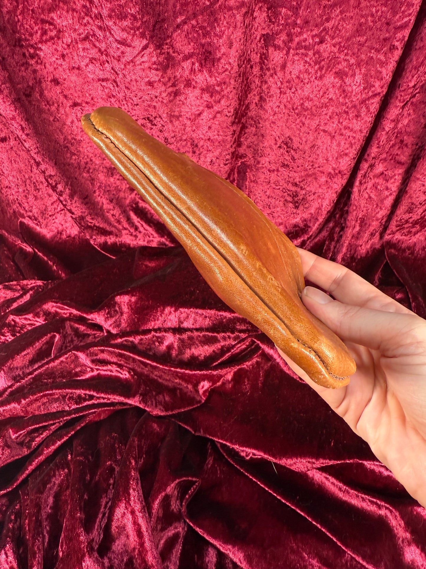 Vintage Wallet - Genuine Leather Zippered Pouch - Tan