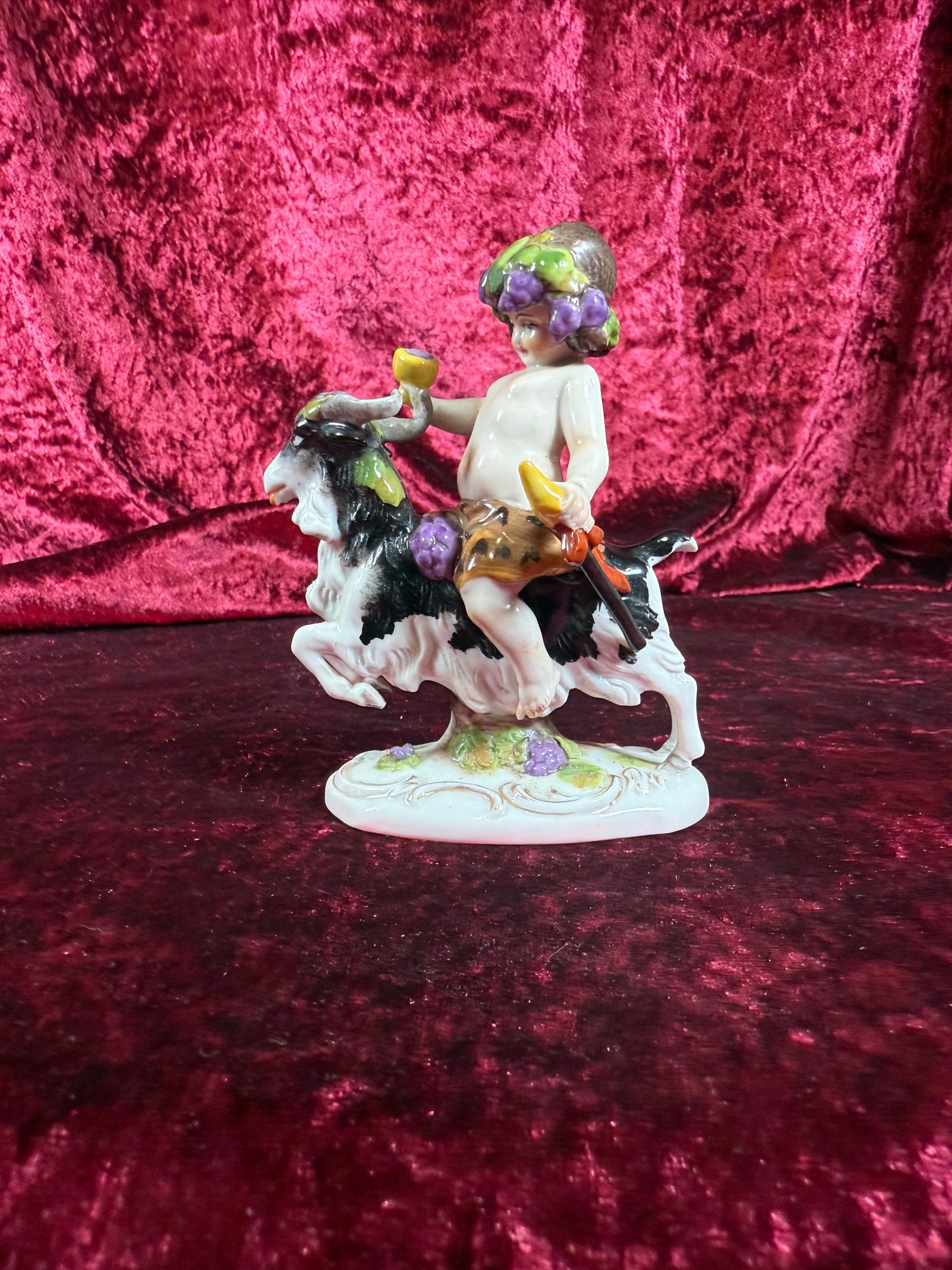 Vintage Porcelain Figure - Felix Zeh - Bacchus on Goat