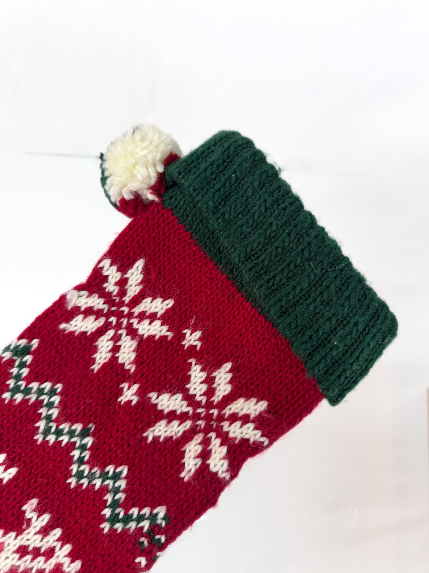 Vintage Christmas Decor - Heavy Knit Stocking - 24" Reindeer Design