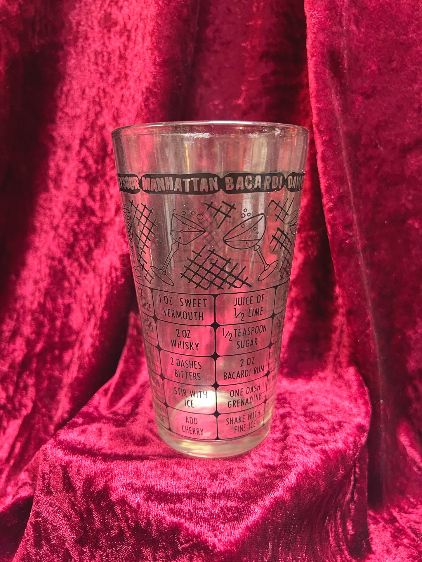 Vintage Barware - Cocktail Recipe Glass - Federal Glass