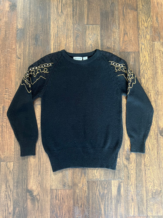Vintage Clothing - Embellished Knit Sweater - Black - Medium - Crystal Sportswear