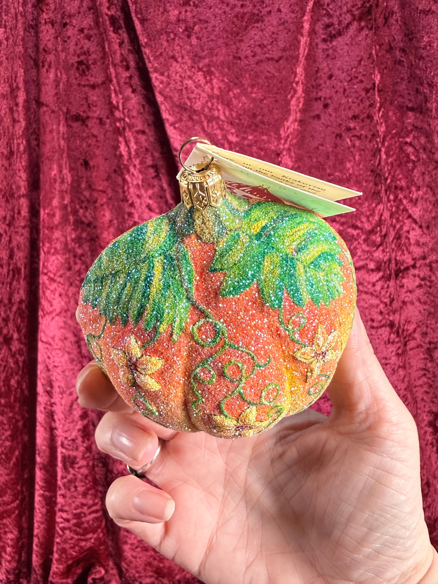 Vintage Christmas - Handblown Glass Ornament - Mouse Family In A Pumpkin - Patricia Breen - Poland