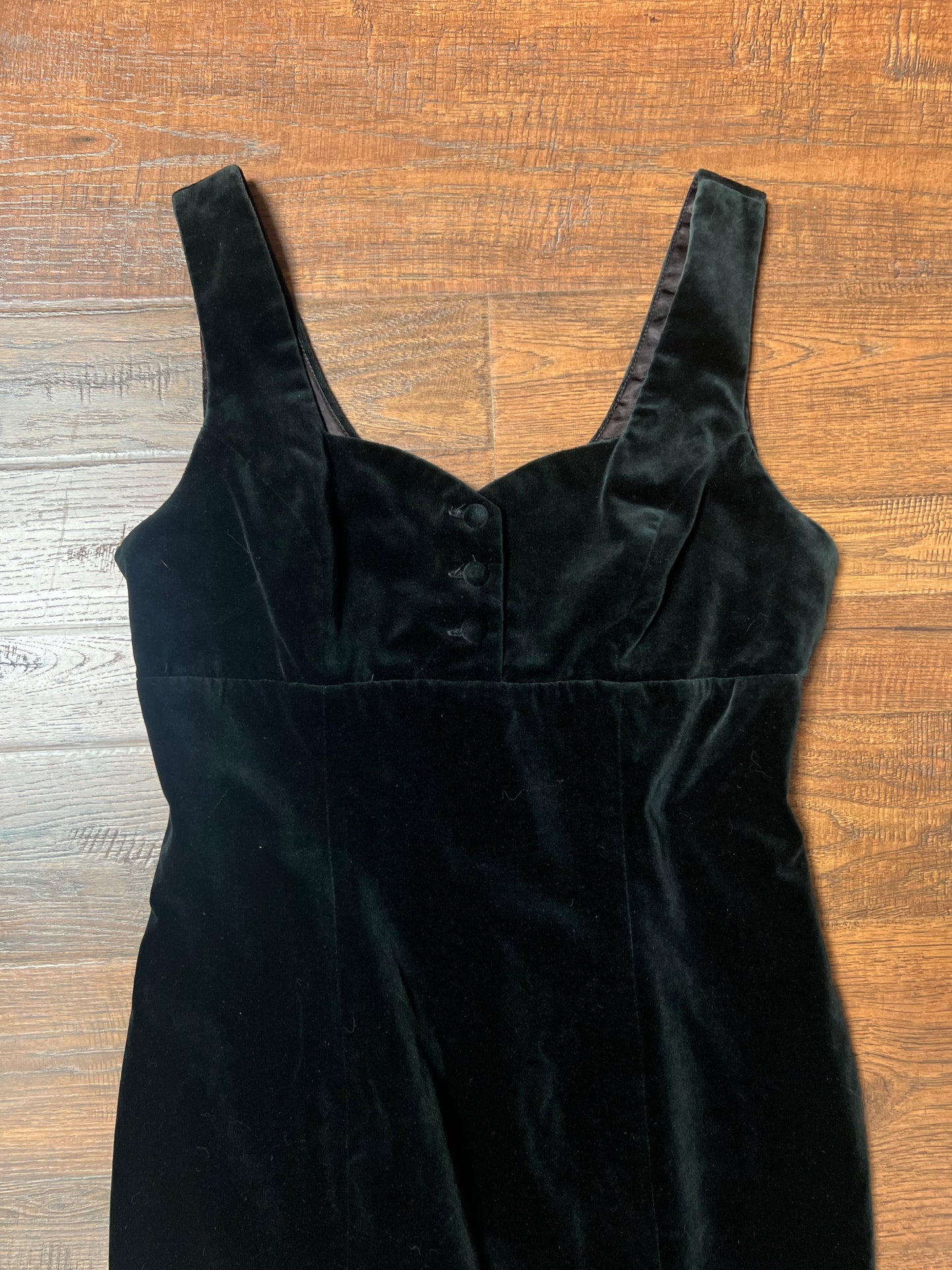 Vintage Clothing - Mini Dress - Sweetheart Neckline - Black Velvet - Small - Guess