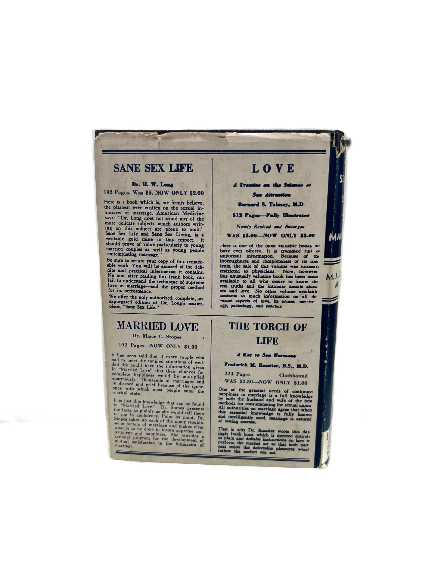 Vintage Hardcover - The Sexual Side Of Marriage - M. J. Exner M.D. - 1937