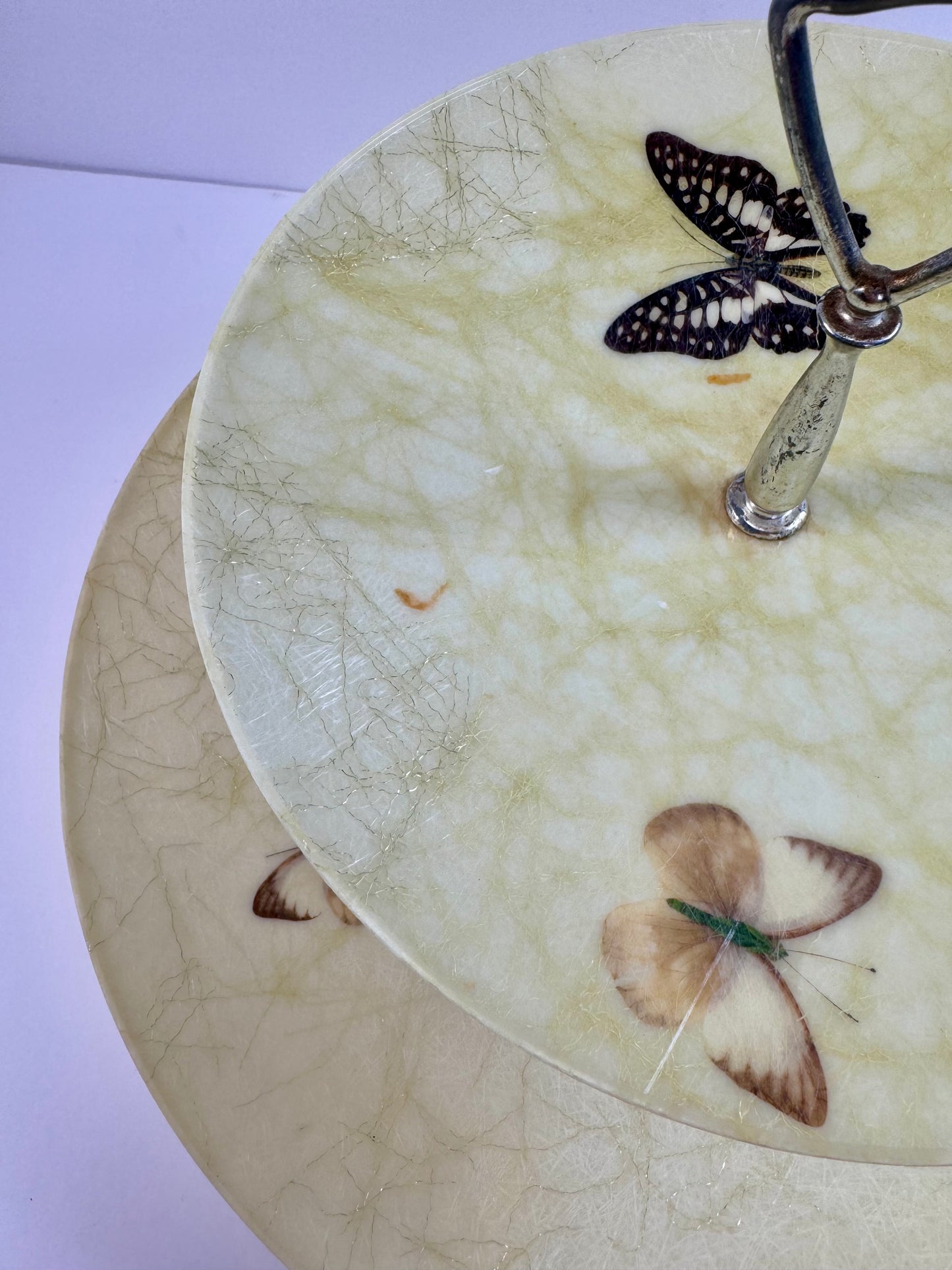 Vintage Kitchen - Butterfly Spaghetti Fiberglass 2-Tier Serving Tray - 1960s