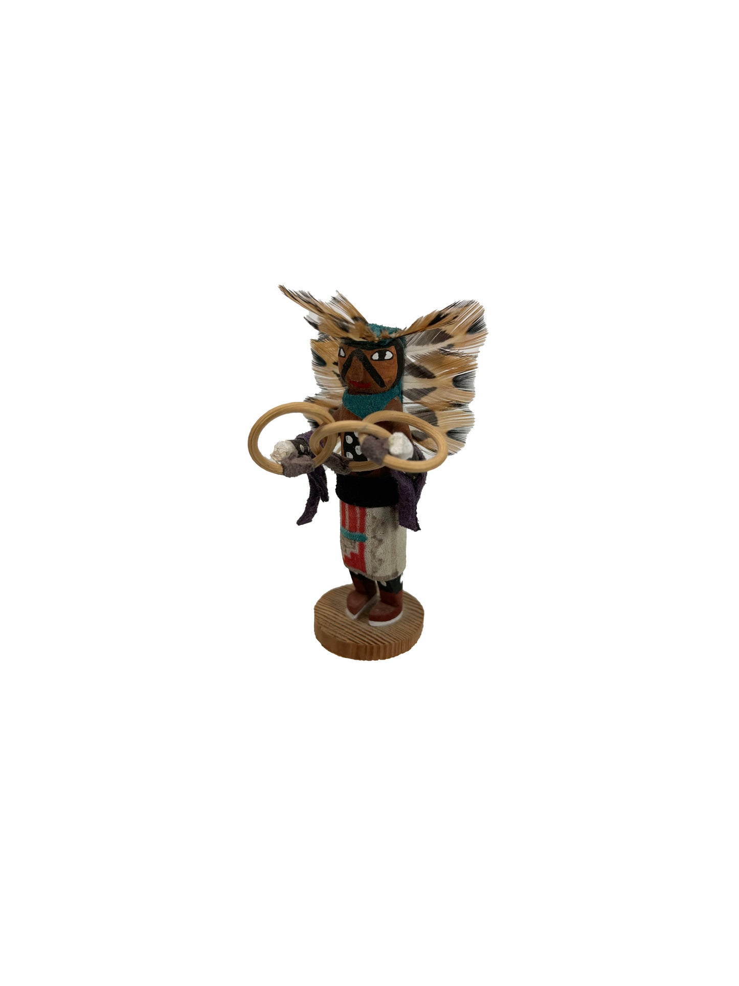 Vintage Kachina Doll - 3.5" Tall Navajo Miniature - Hand Painted Hoop Dancer