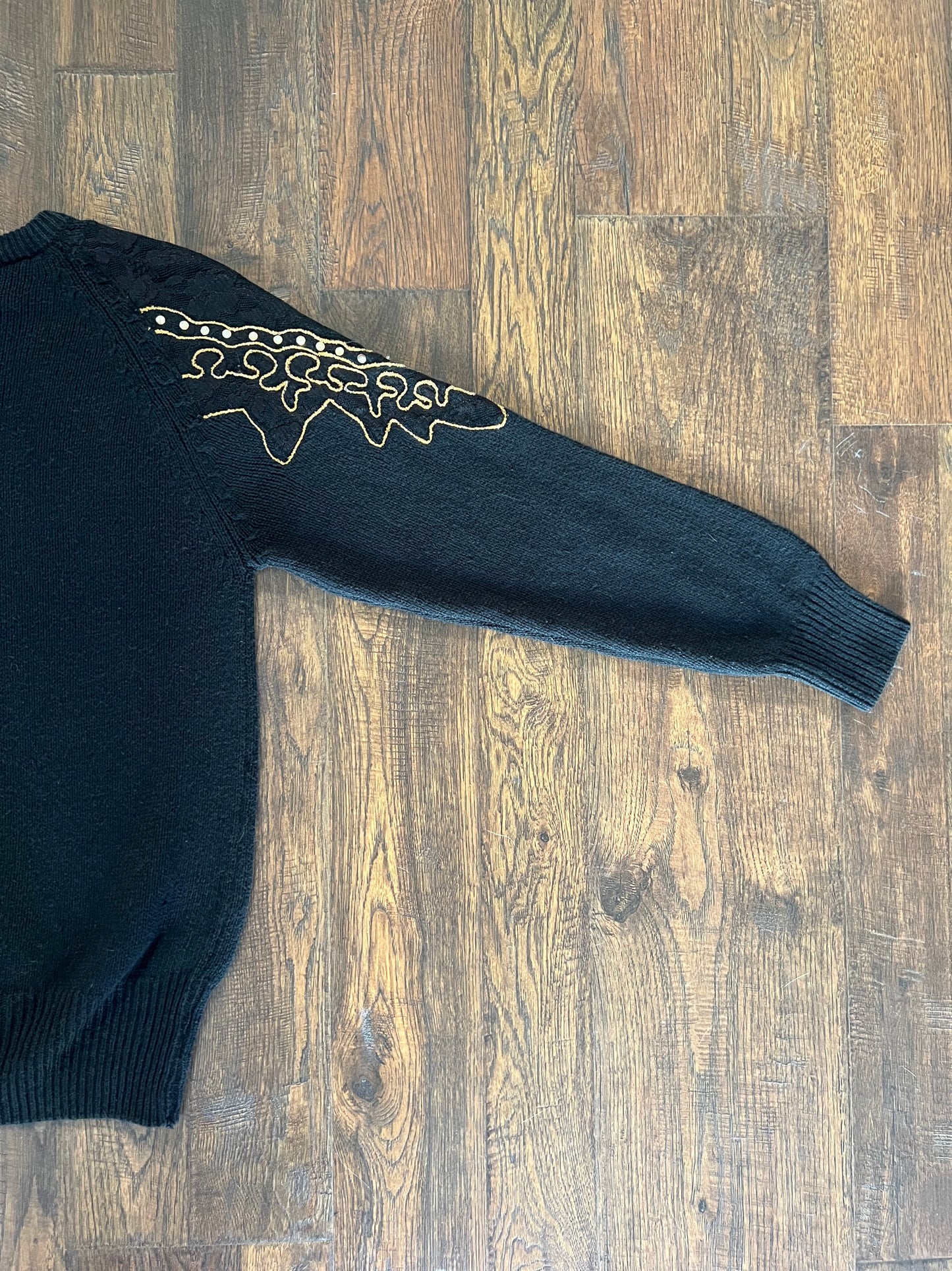 Vintage Clothing - Embellished Knit Sweater - Black - Medium - Crystal Sportswear