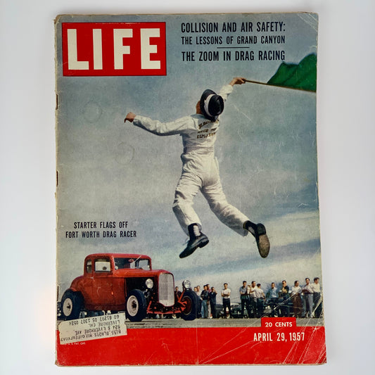 Vintage Ephemera - LIFE Magazine - Collision and Air Safety: The Lessons of Grand Canyon / The Zoom In Drag Racing - April 29, 1957