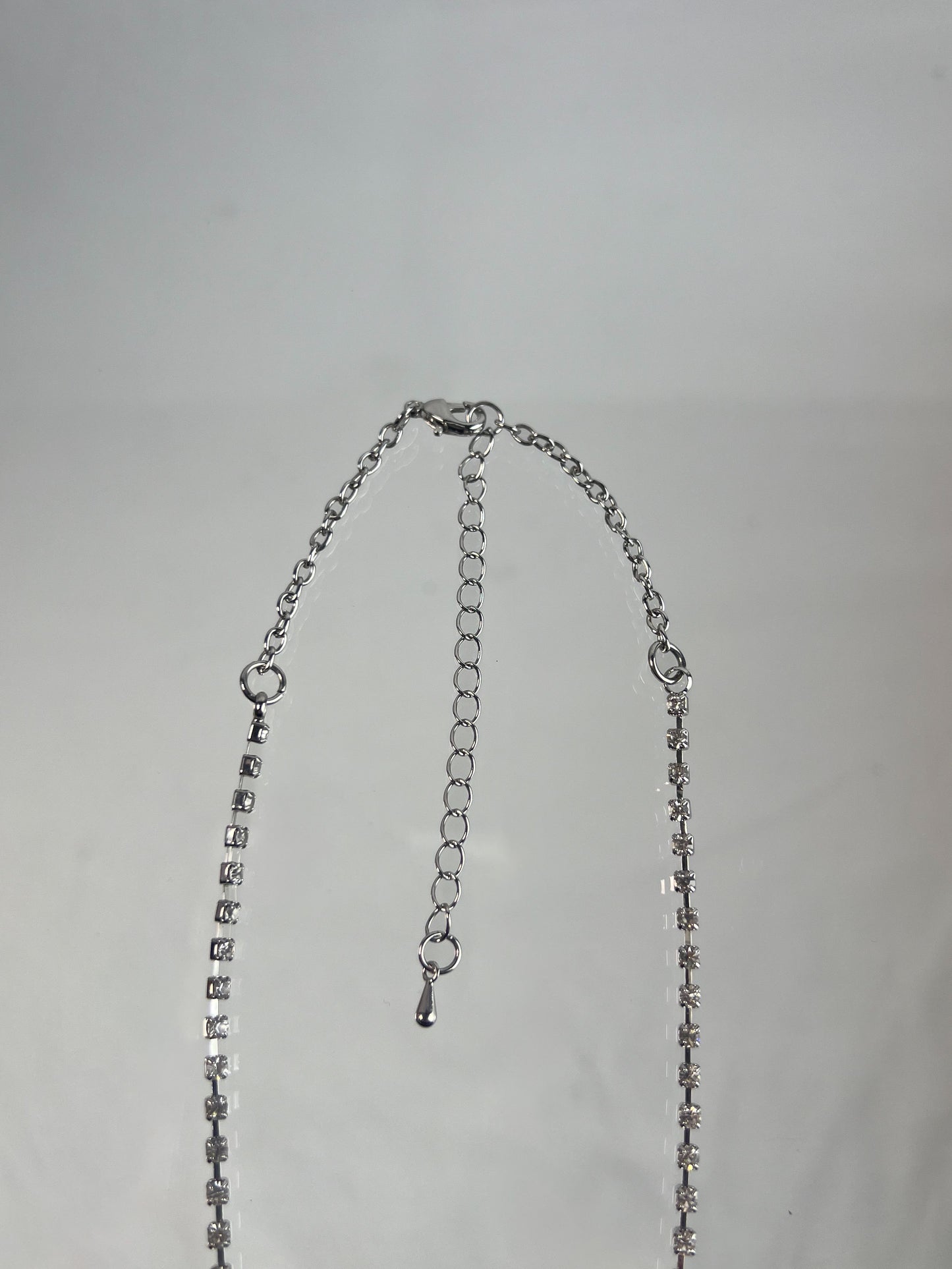 Vintage Jewelry - Princess Necklace - Clear Rhinestones - Silver Tone Metal