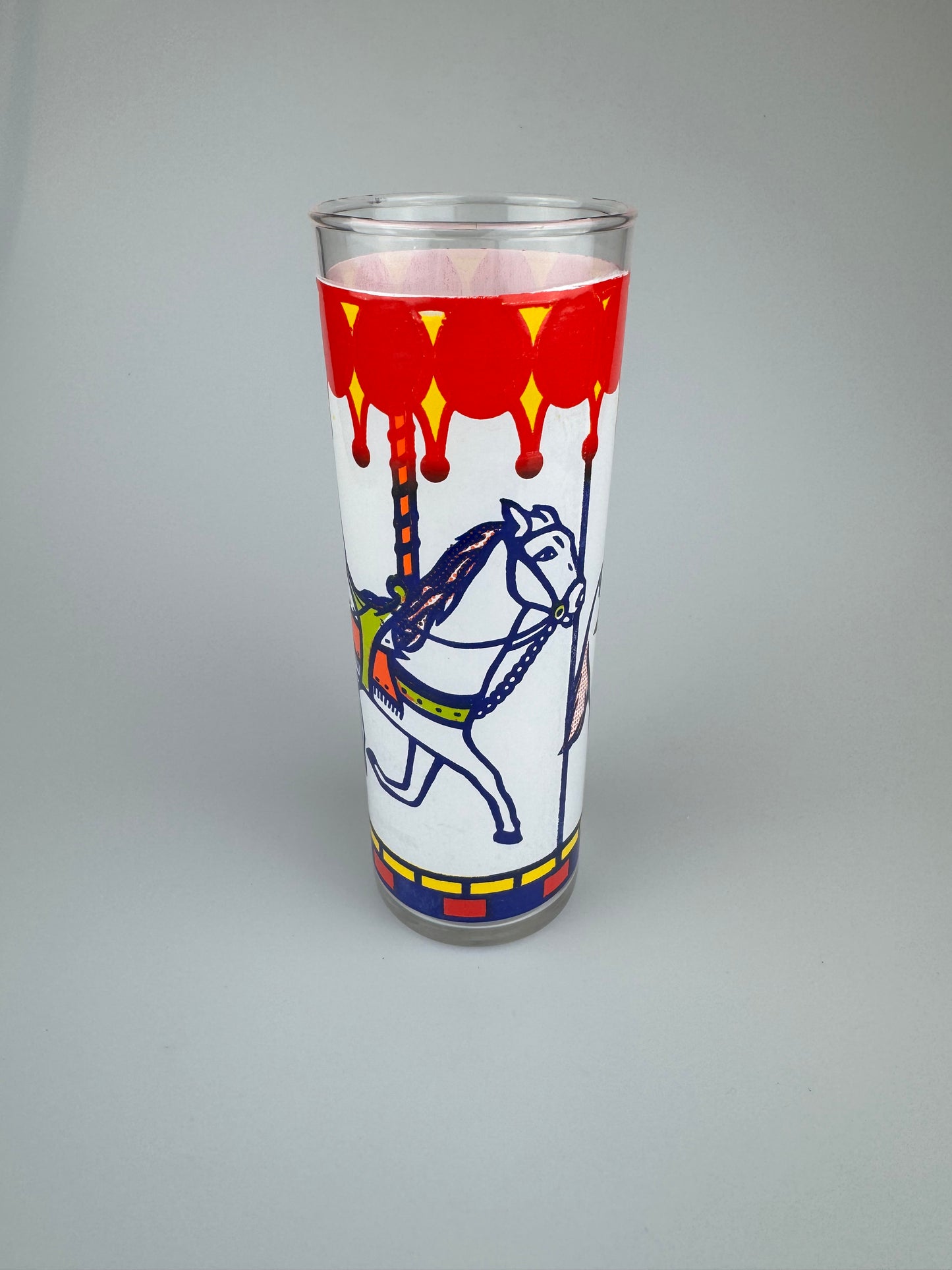 Vintage Barware - Highball Tom Collins Glass - Carousel Merry-Go-Round