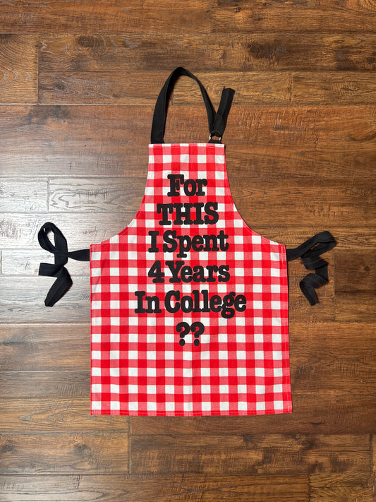 Vintage Clothing - Full Apron - Red Picnic Gingham - For This I Spent 4 Years In College? - Now Designs San Francisco