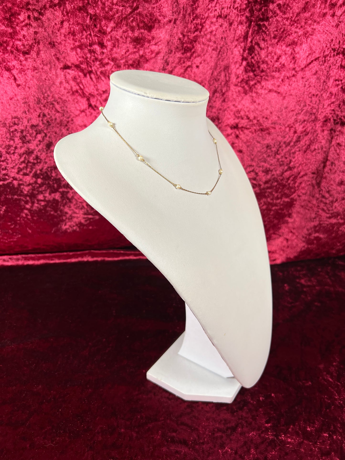 Vintage Jewelry - Necklace - Faux Pearls and Gold Beads - 16" - Monet