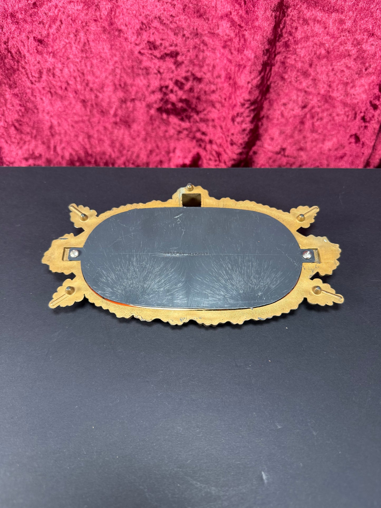 Vintage Vanity - Mirrored Lipstick Tray - Ornate Gold Frame - Made In Hong Kong