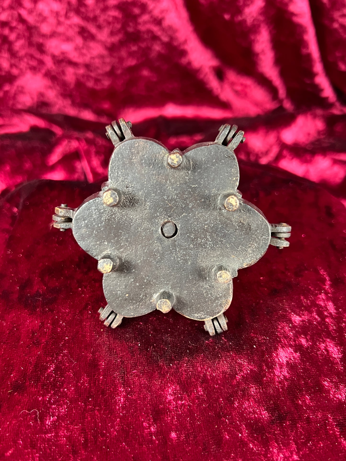 Vintage Oddities - Locking Brass Sindoor Box - Six Compartments - Ganesha