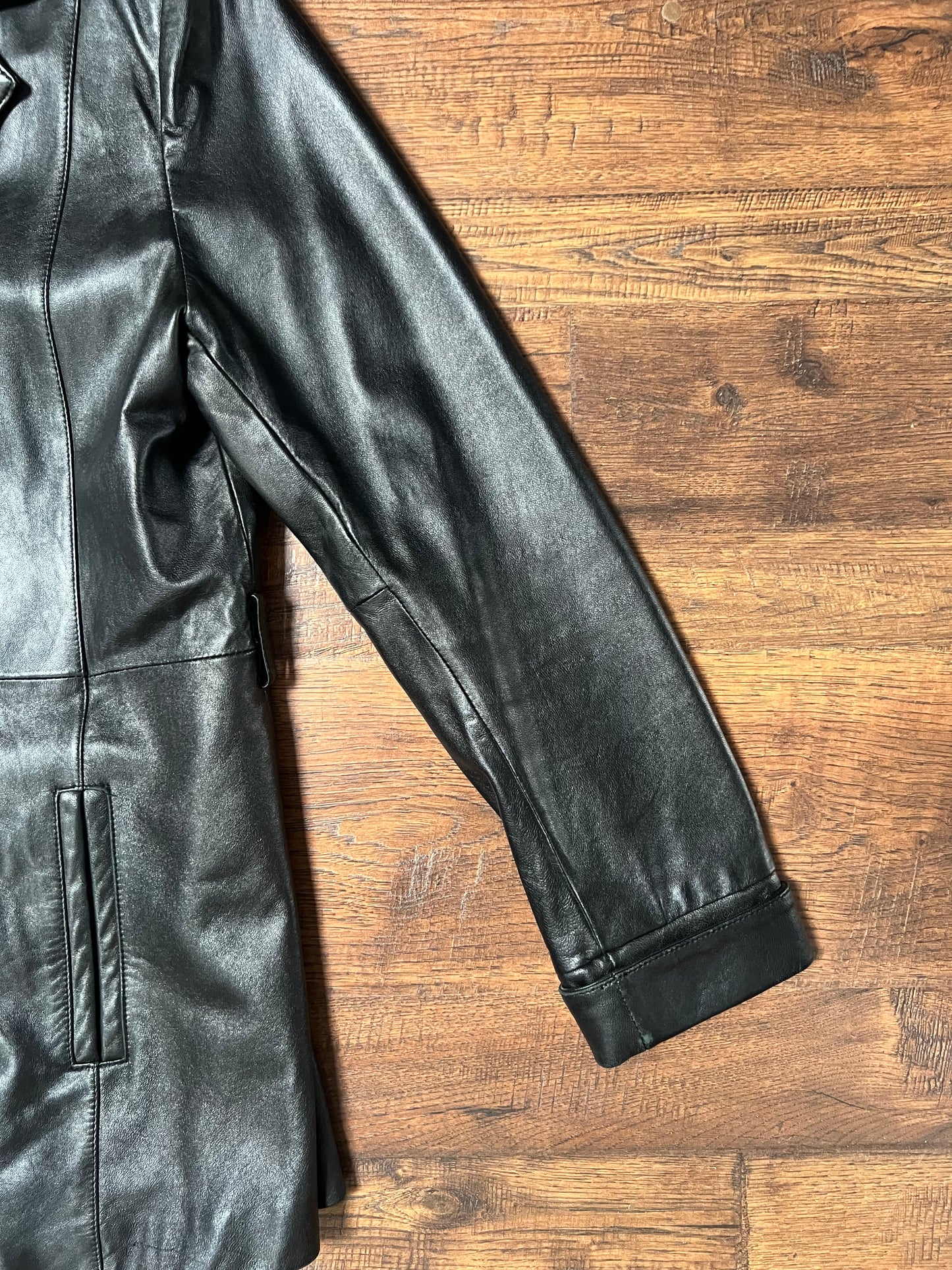 Vintage Clothing - Genuine Leather Jacket - Black - Maroon Lining - Small - Wilsons Leather