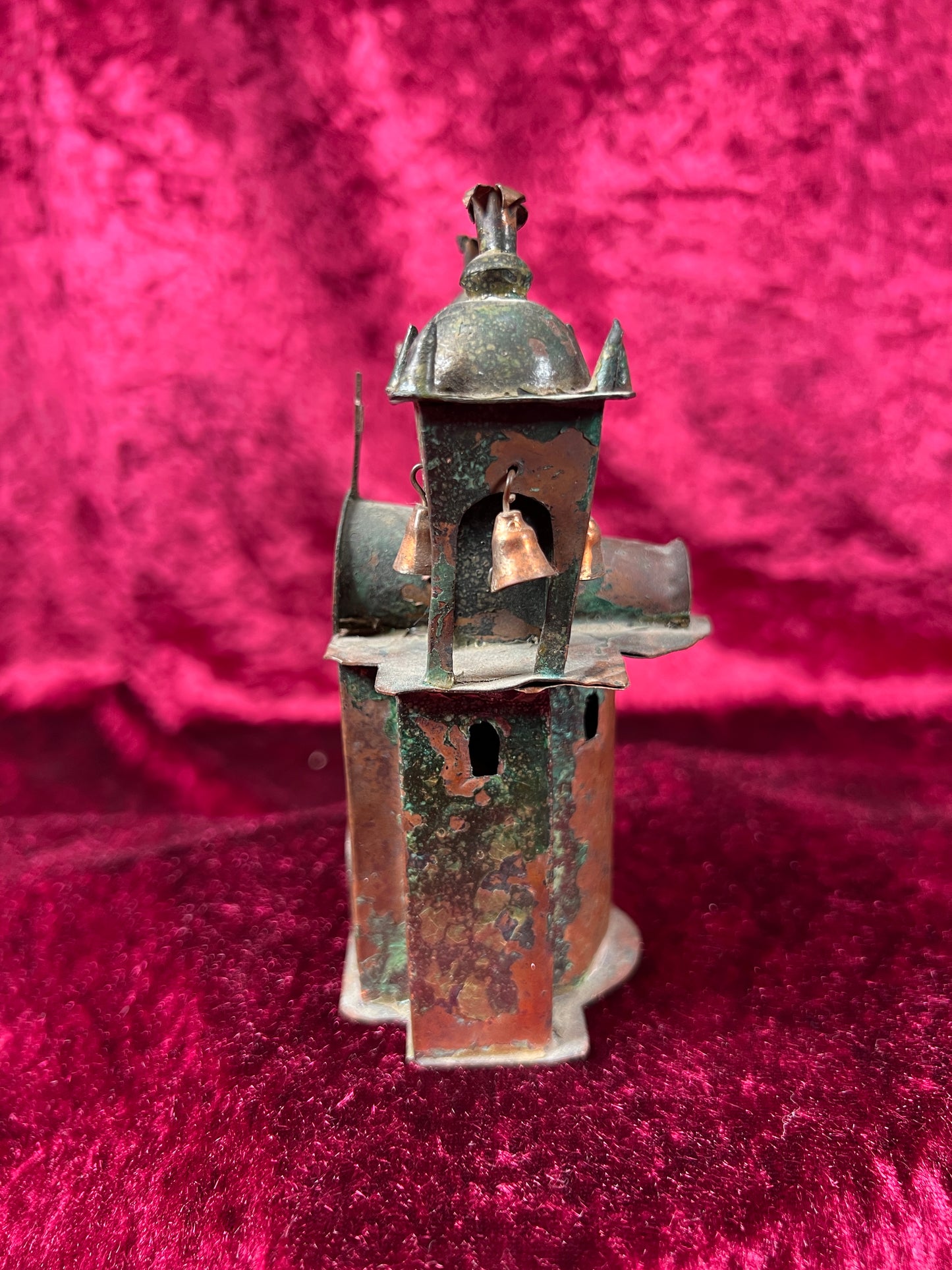 Vintage Religio - Miniature Ayacucho Church with Bells - Copper