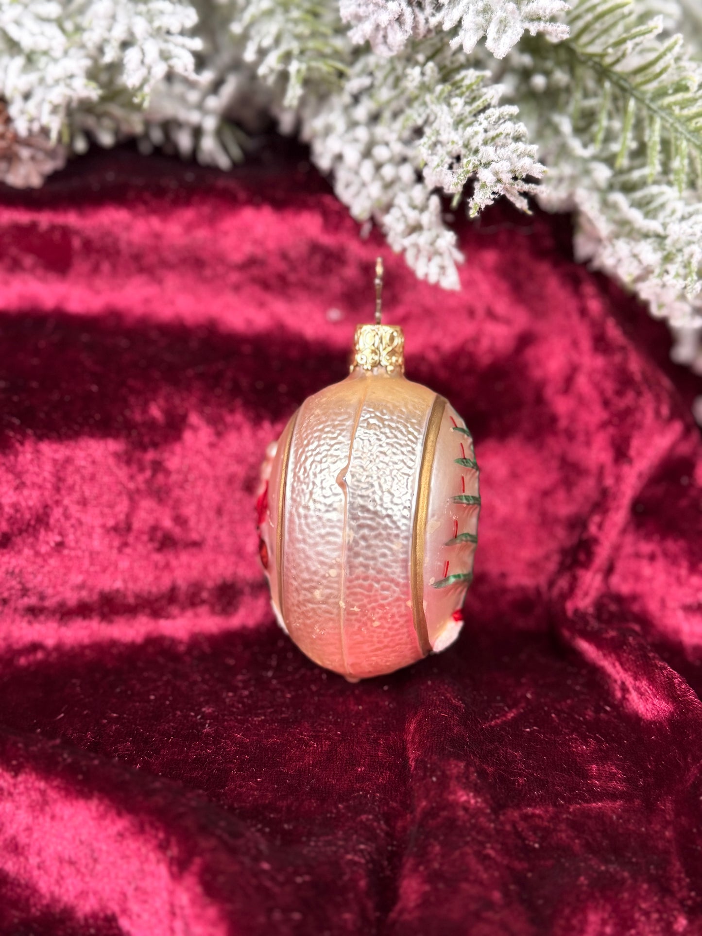 Vintage Christmas - Double-Sided Handblown Glass Ornament - Old World Christmas Tree and Santa - Inge Glas - Germany